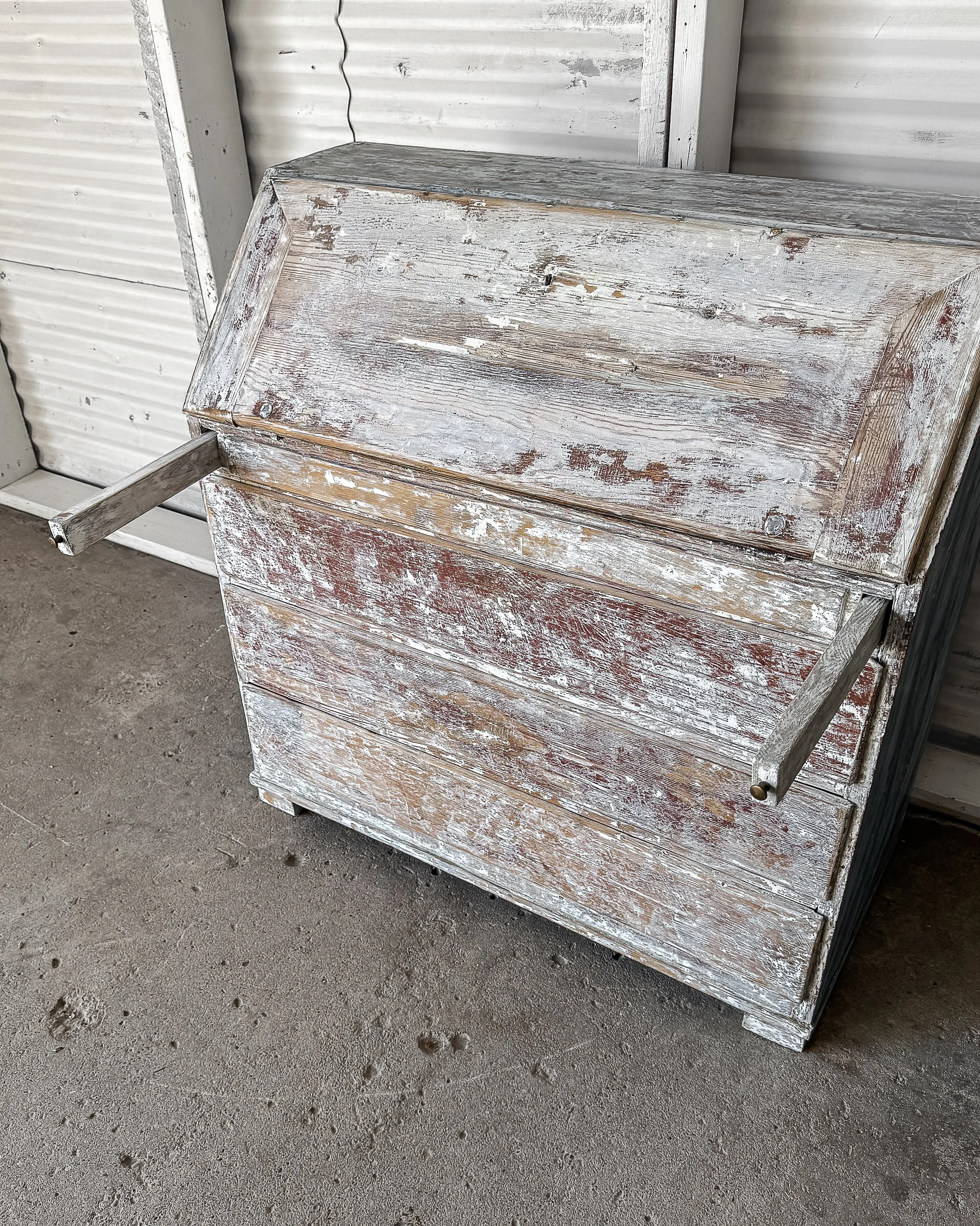 19th C. Swedish Writing Bureau with Dragged Paint