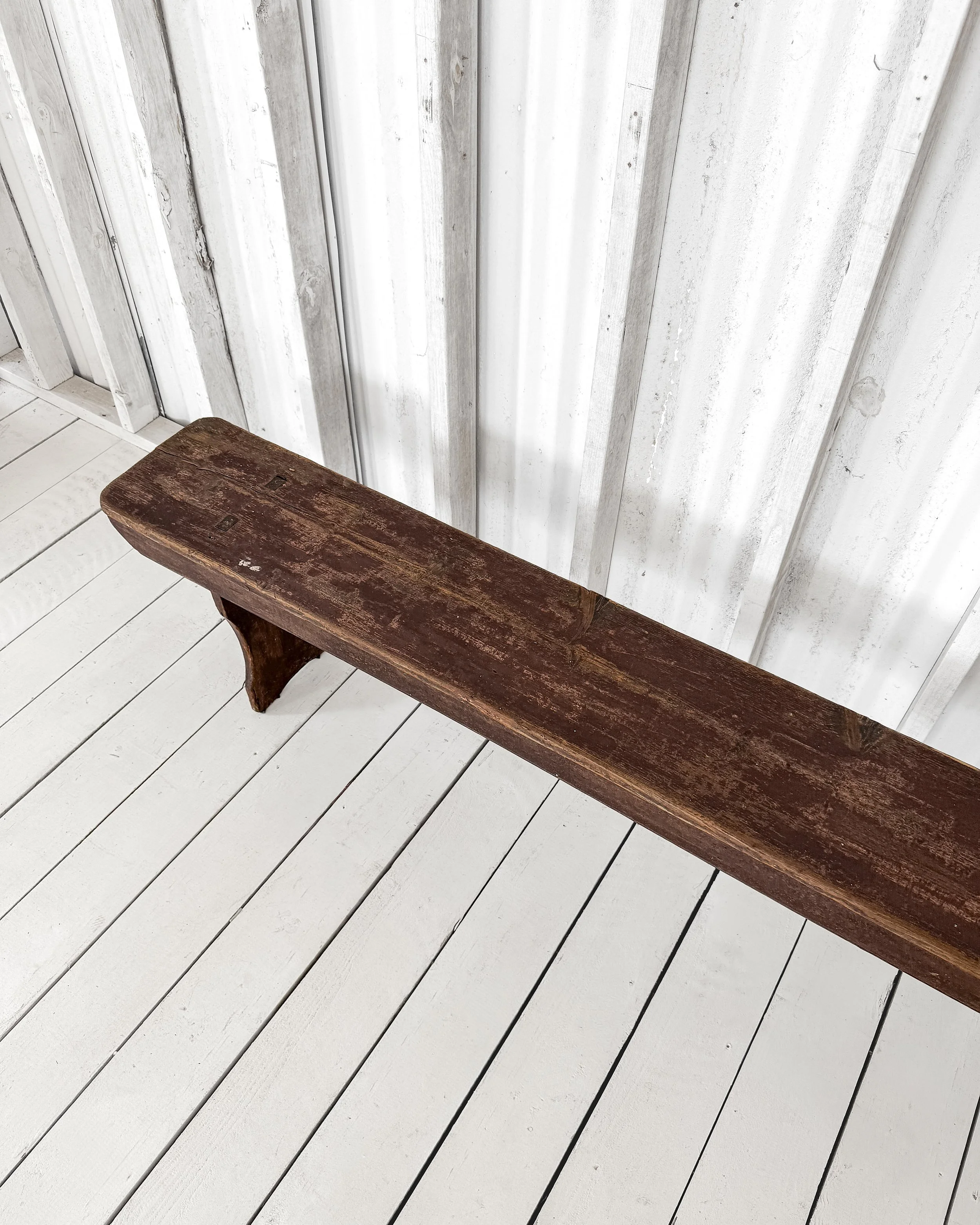 Antique English Painted Farmhouse Bench with Apron