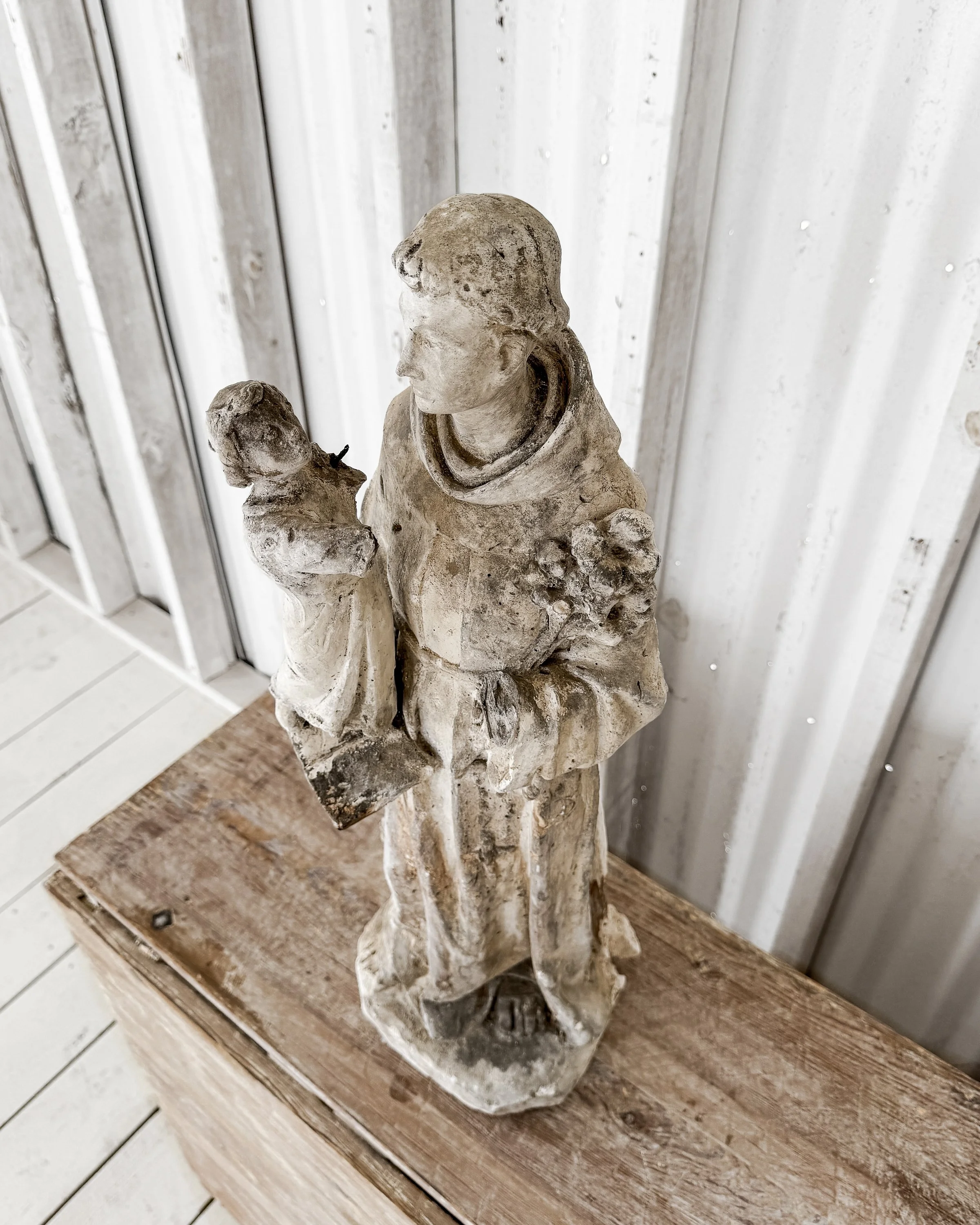 19th-Century Cast Plaster Saint Anthony Statue