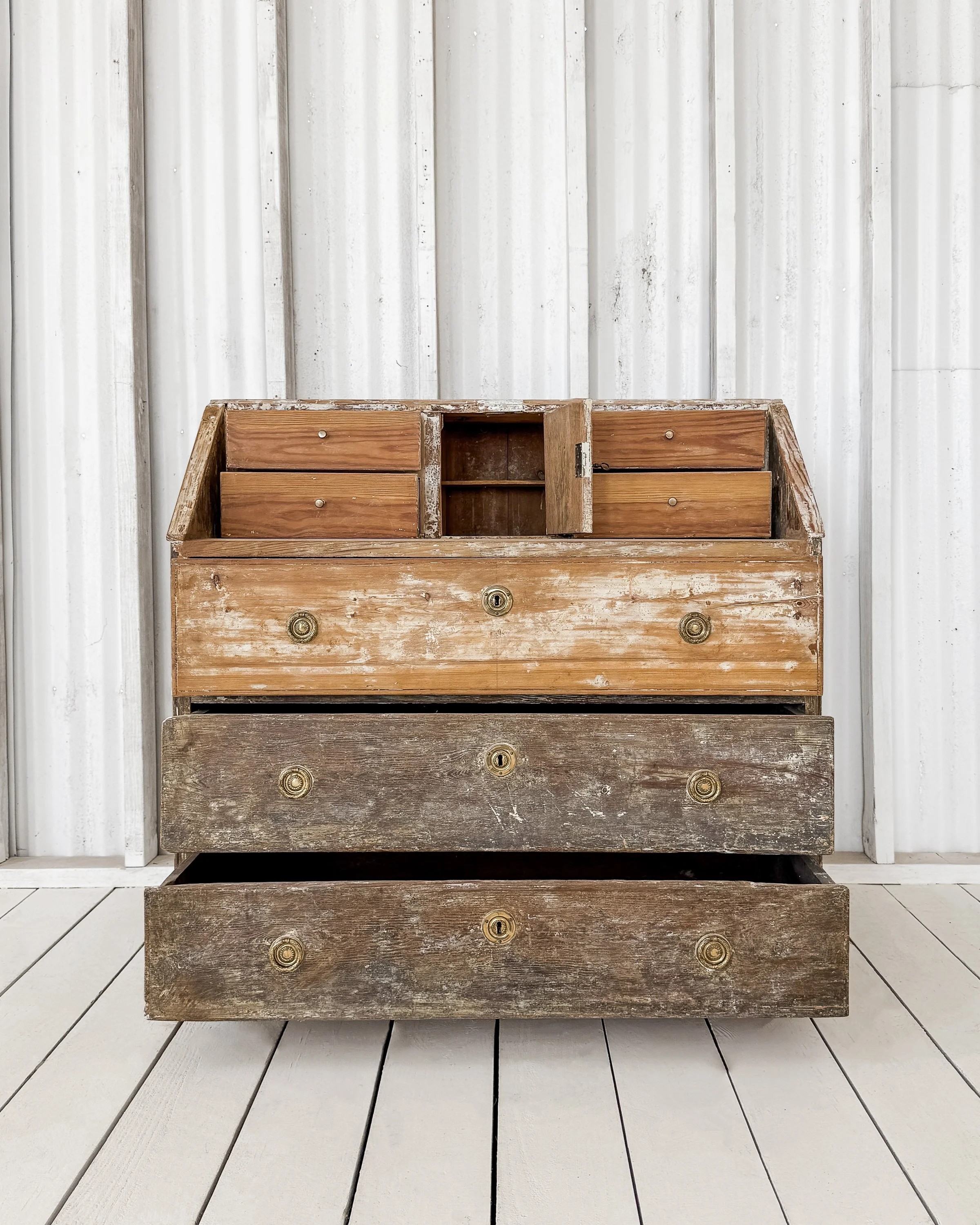 18th Century Swedish Gustavian Writing Bureau in Dry-Scraped Pine