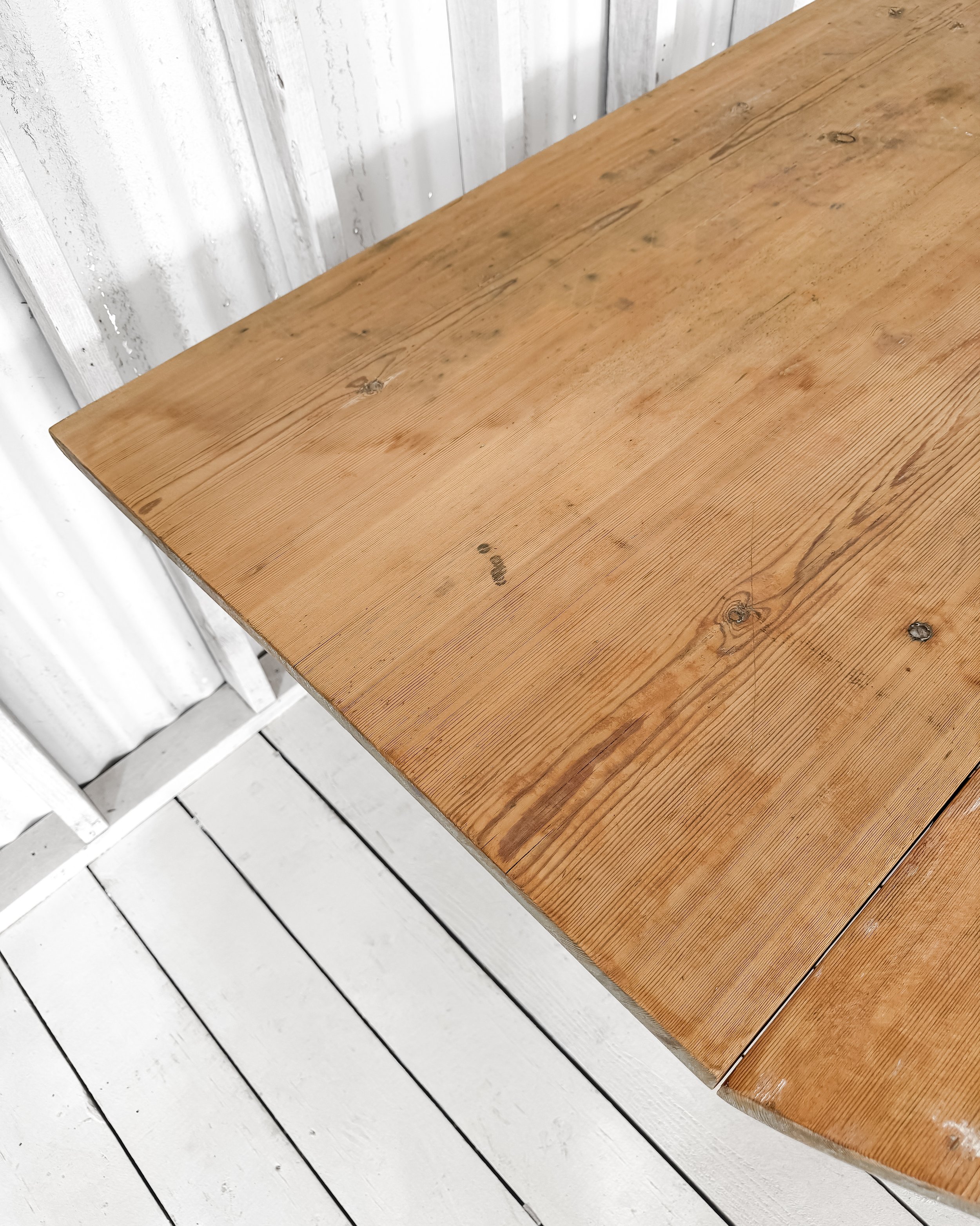 Antique Swedish Pine One-Sided Drop Leaf Table