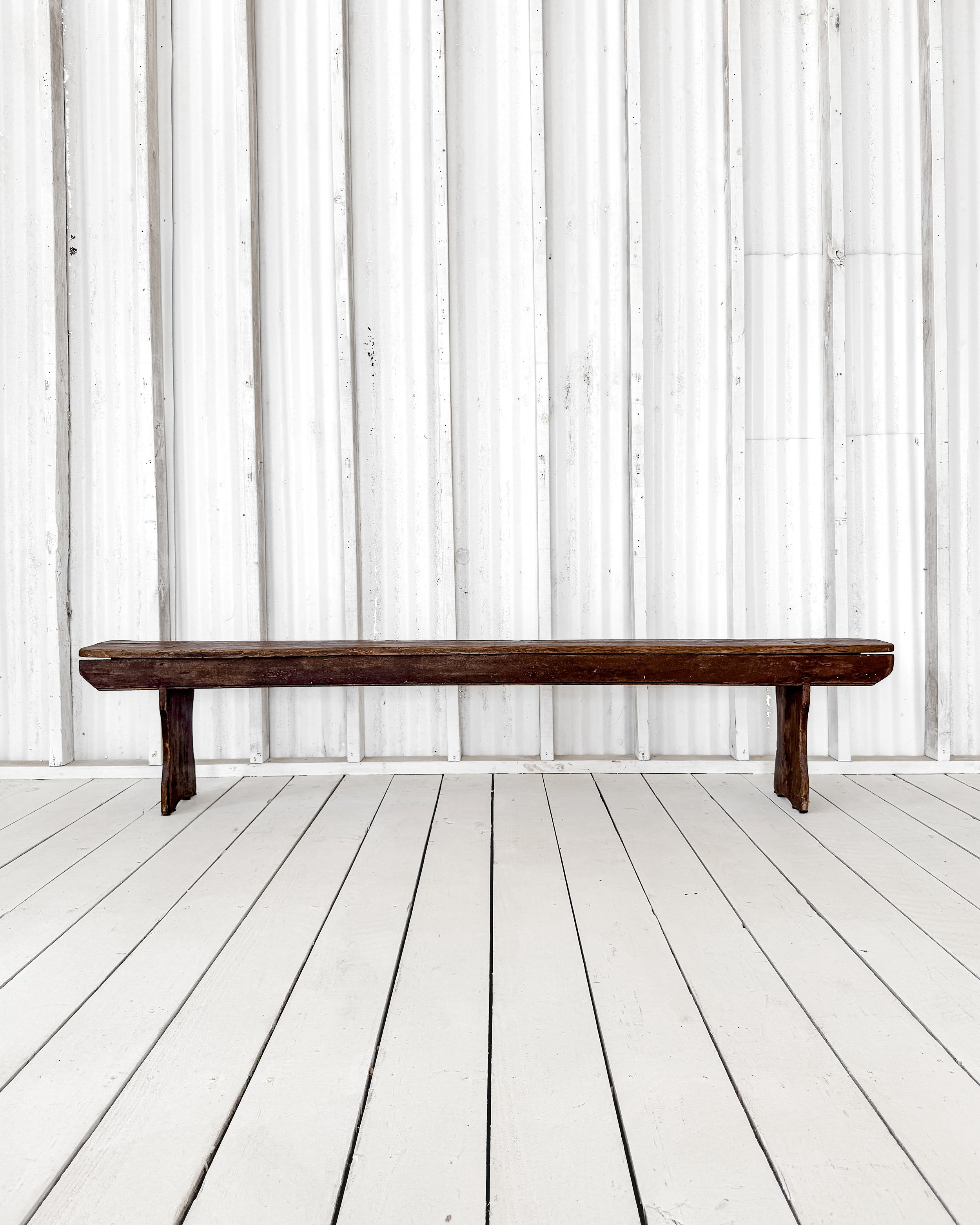 Antique English Painted Farmhouse Bench with Apron