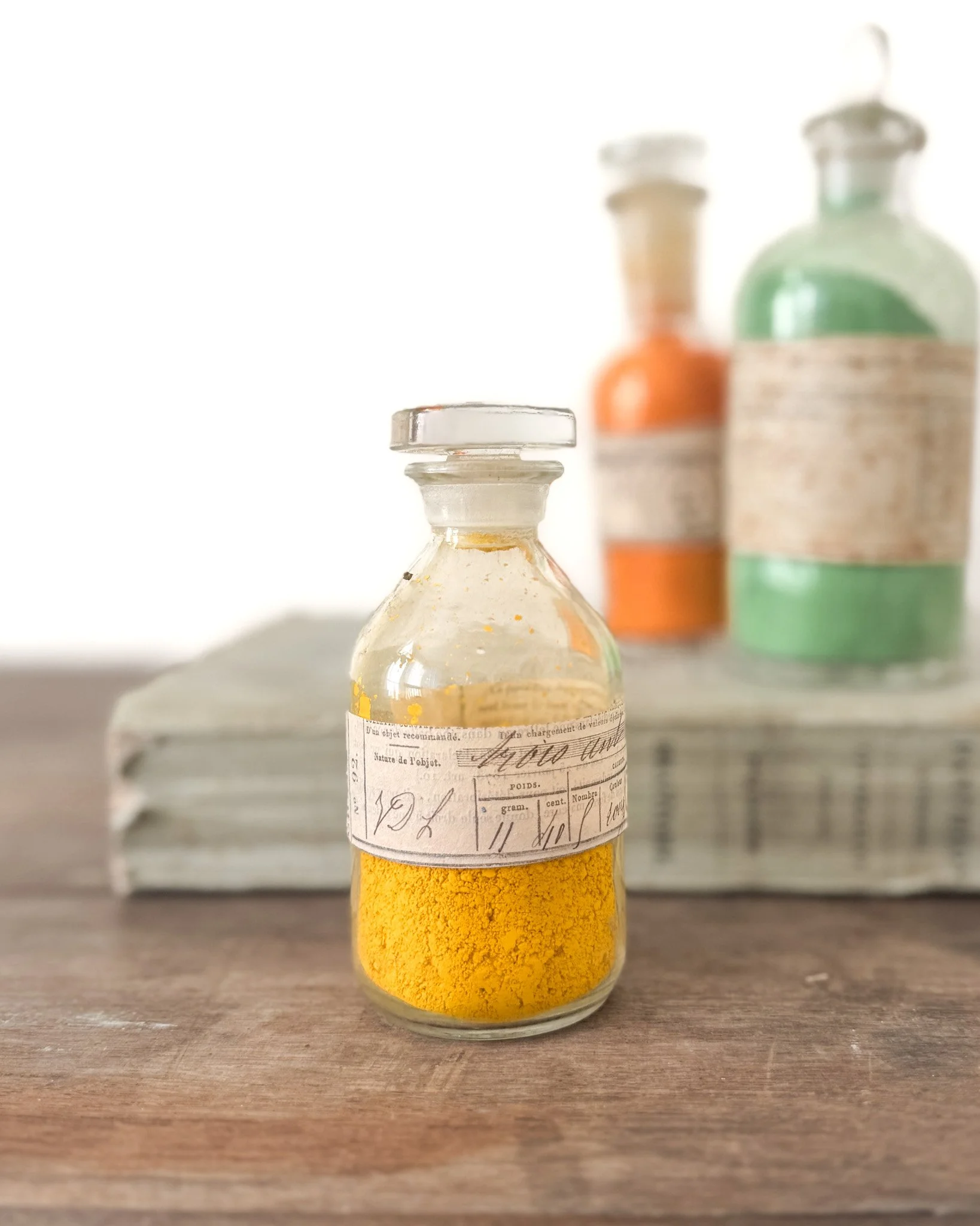 19th Century French Paint Pigments in Glass Bottles