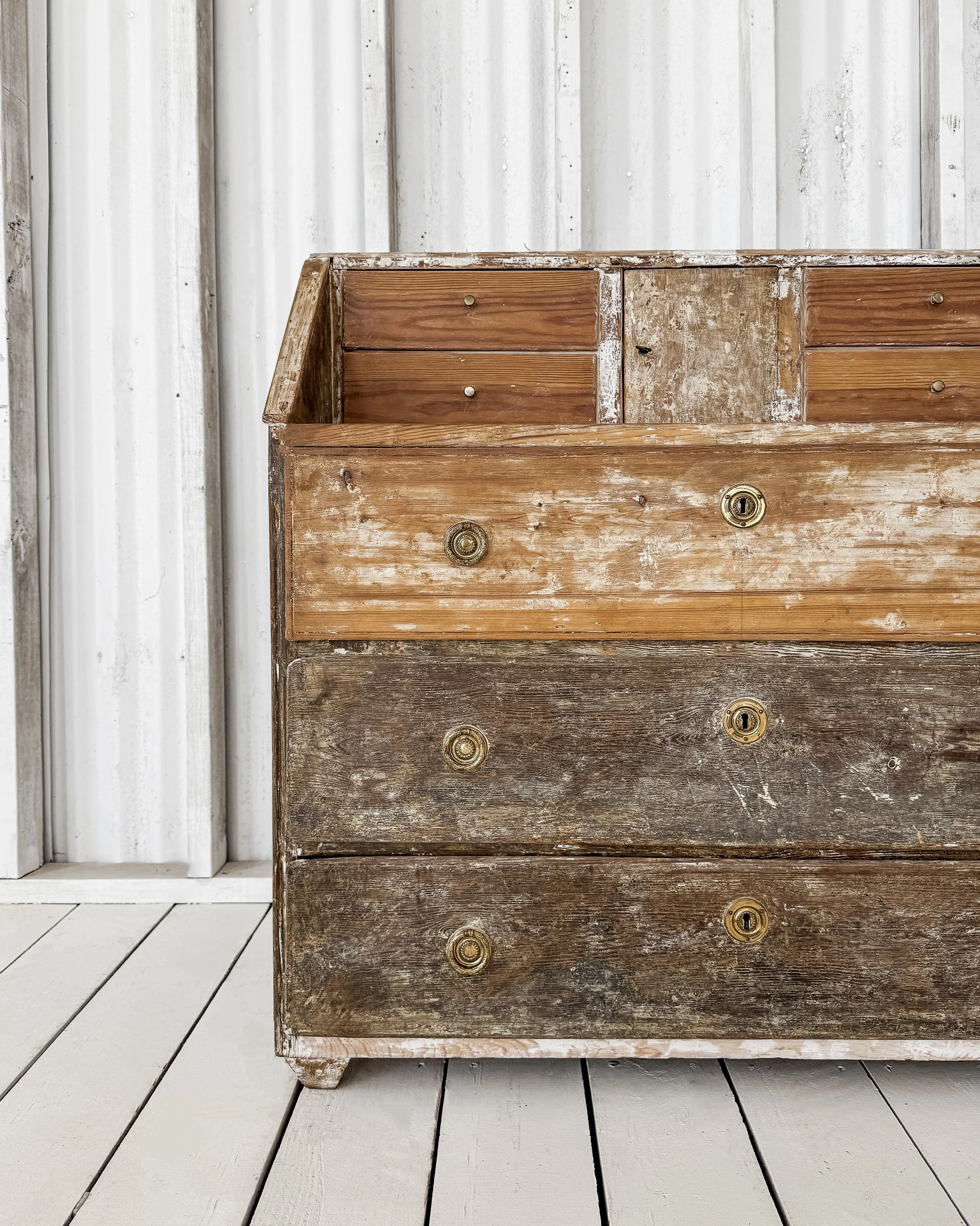 18th Century Swedish Gustavian Writing Bureau in Dry-Scraped Pine