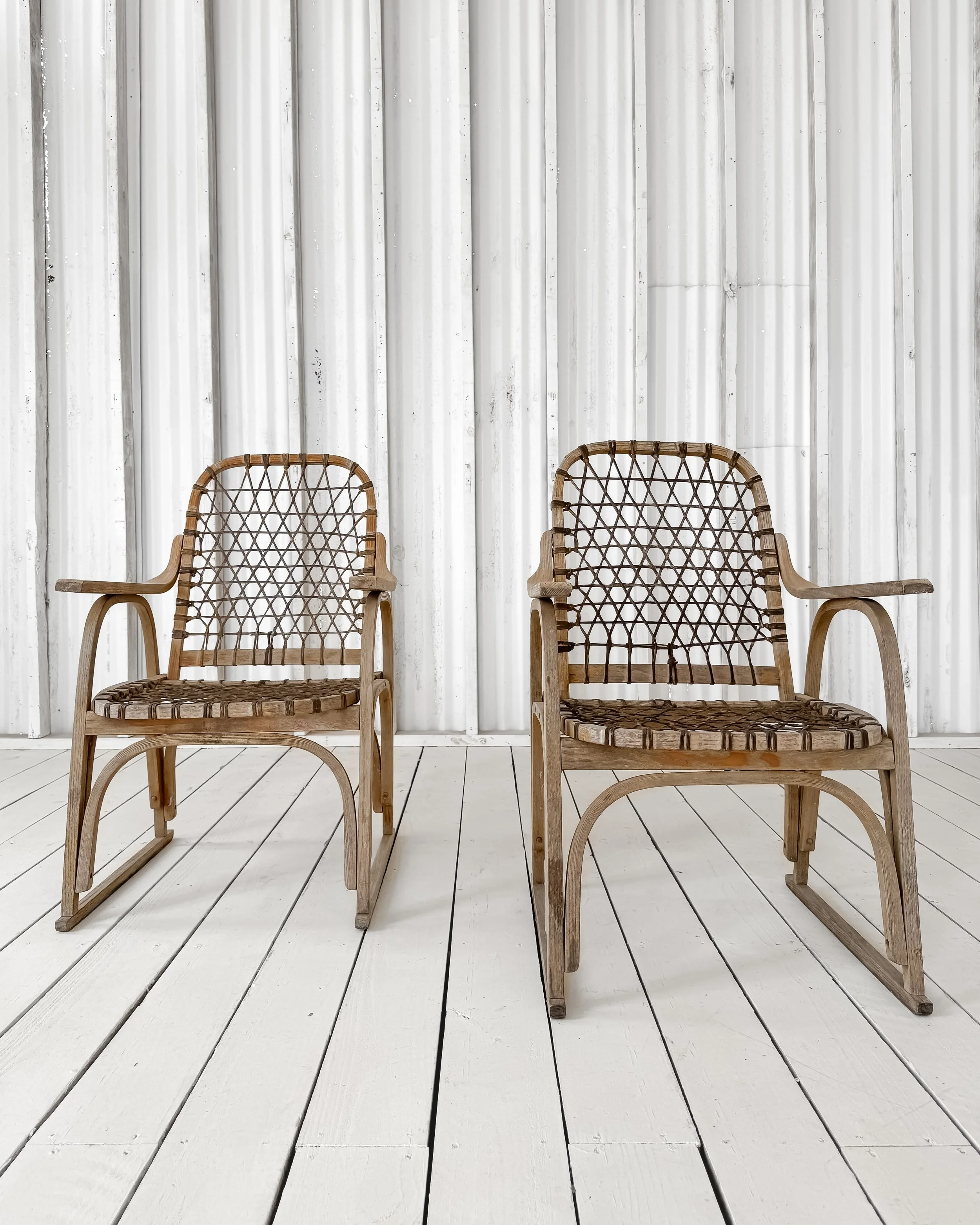 (Pair) Danish Woven Bentwood Chairs
