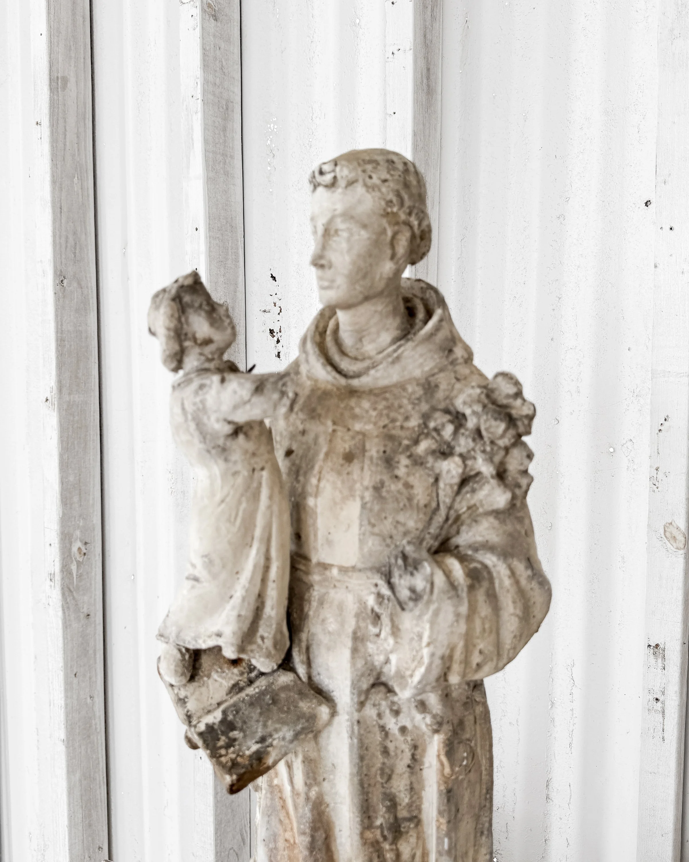 19th-Century Cast Plaster Saint Anthony Statue