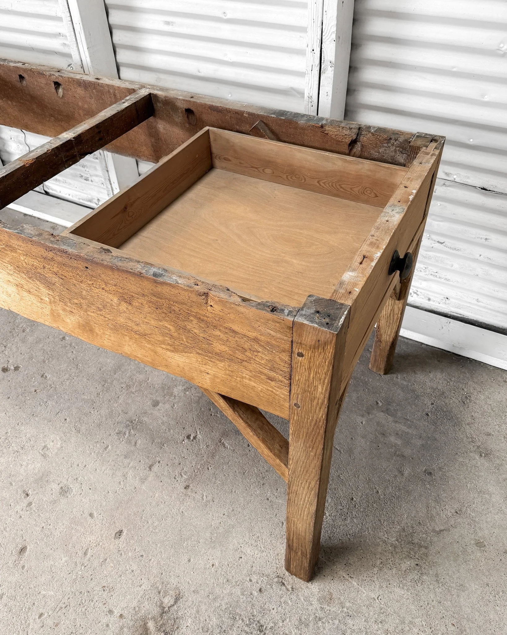 Victorian English Pine Baker’s Table with End Drawers