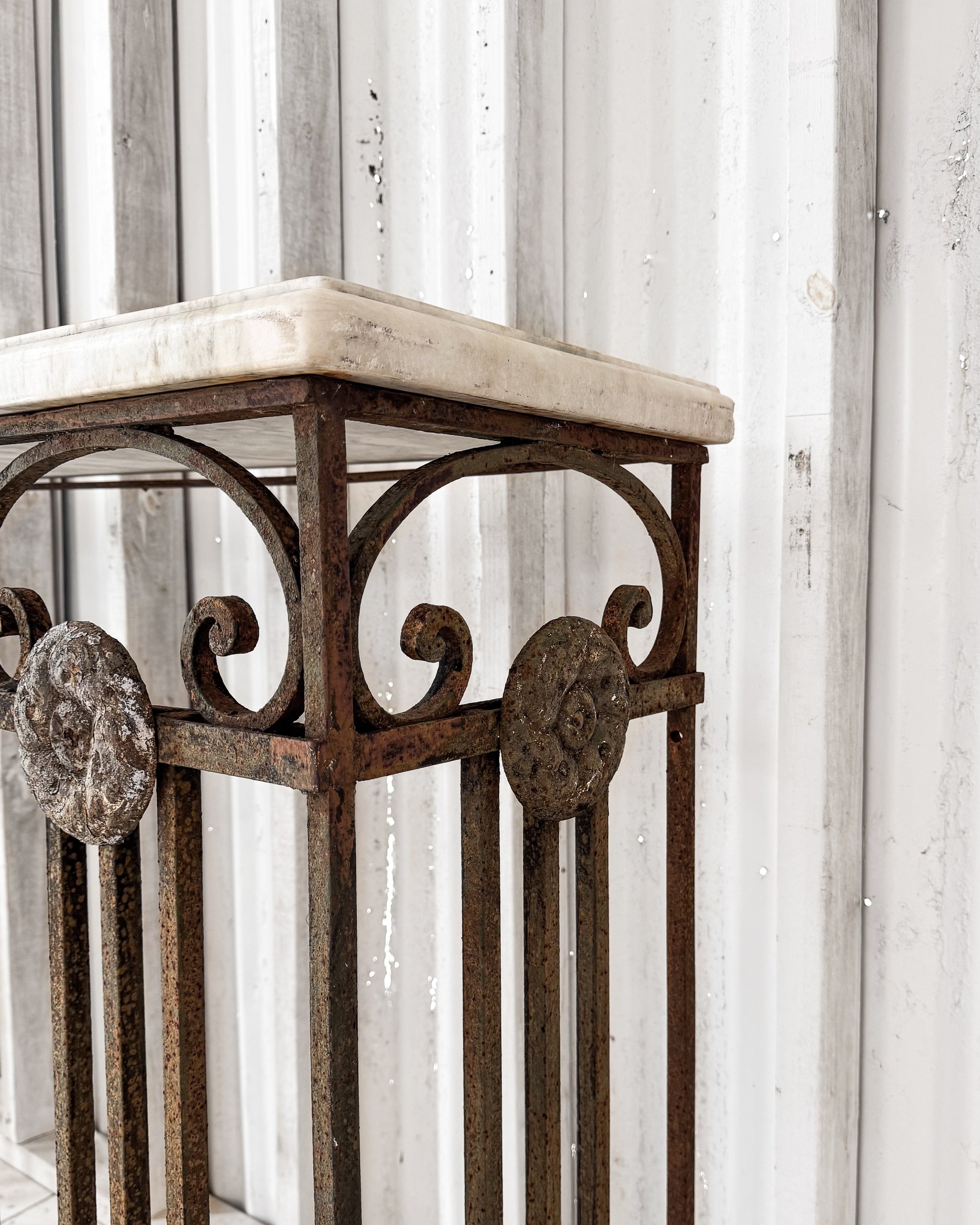 Antique French Cast Iron Console Table