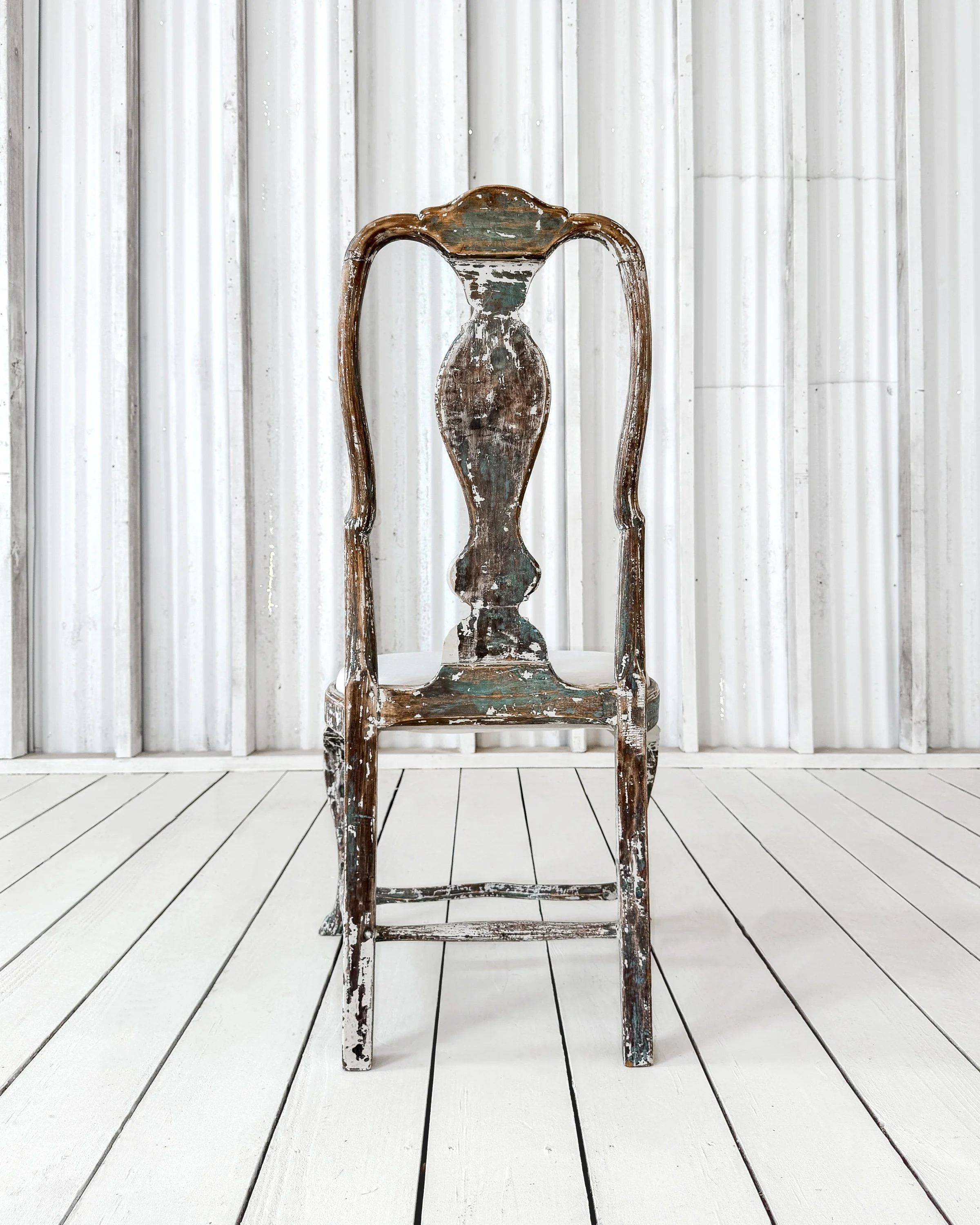 Antique Swedish Baroque Painted Chair