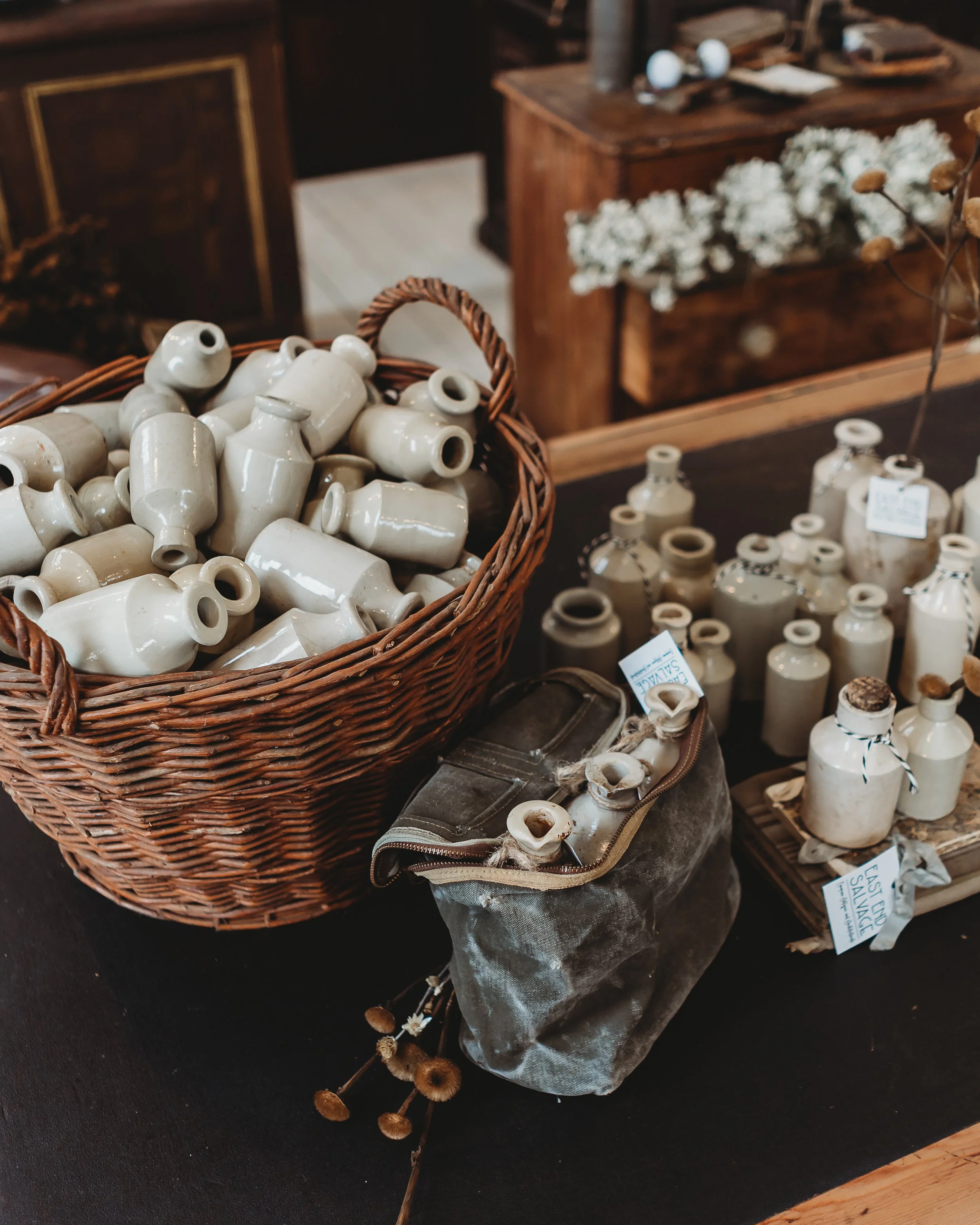 Small Victorian Stoneware Inkwell Bottles