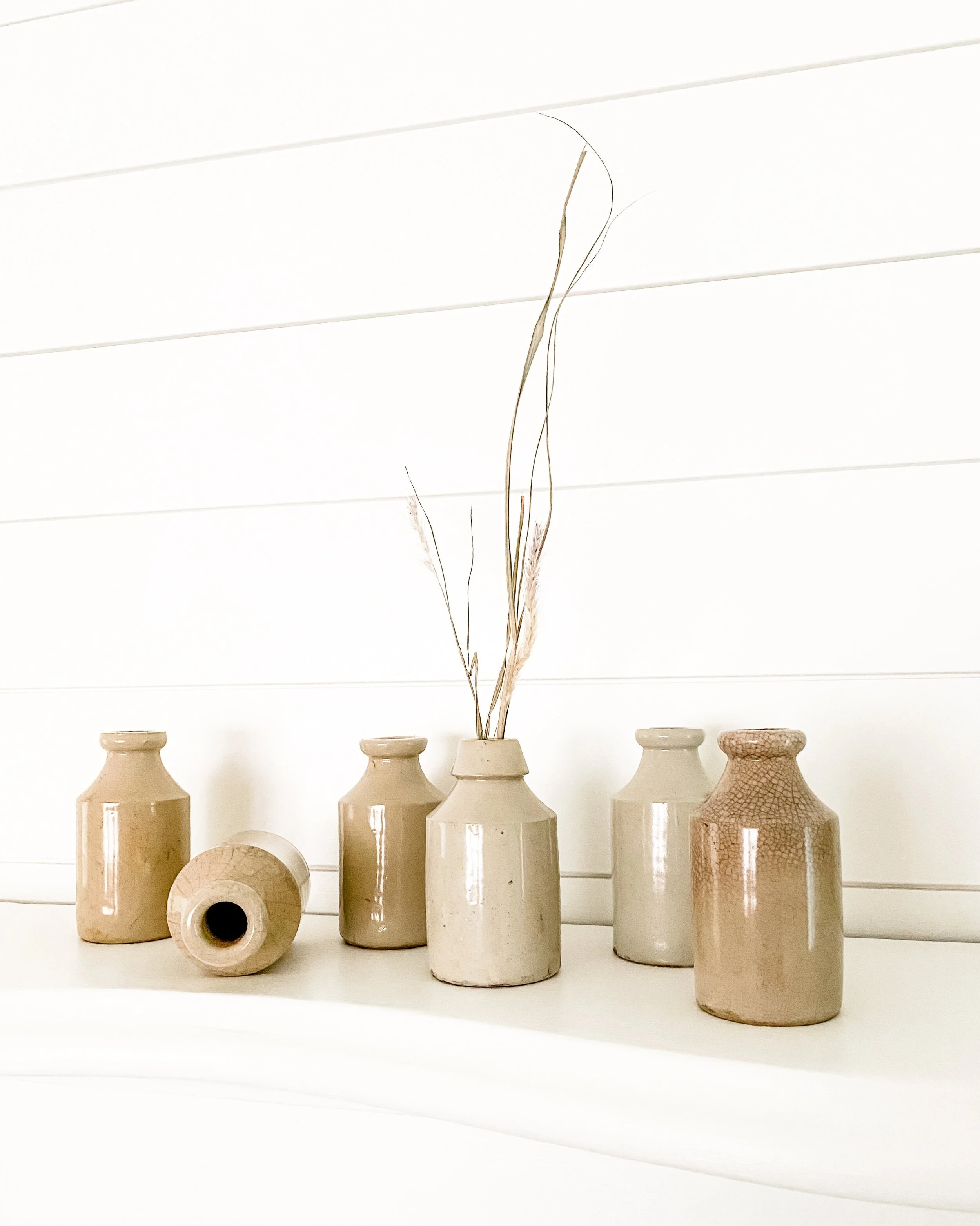 Small Victorian Stoneware Inkwell Bottles