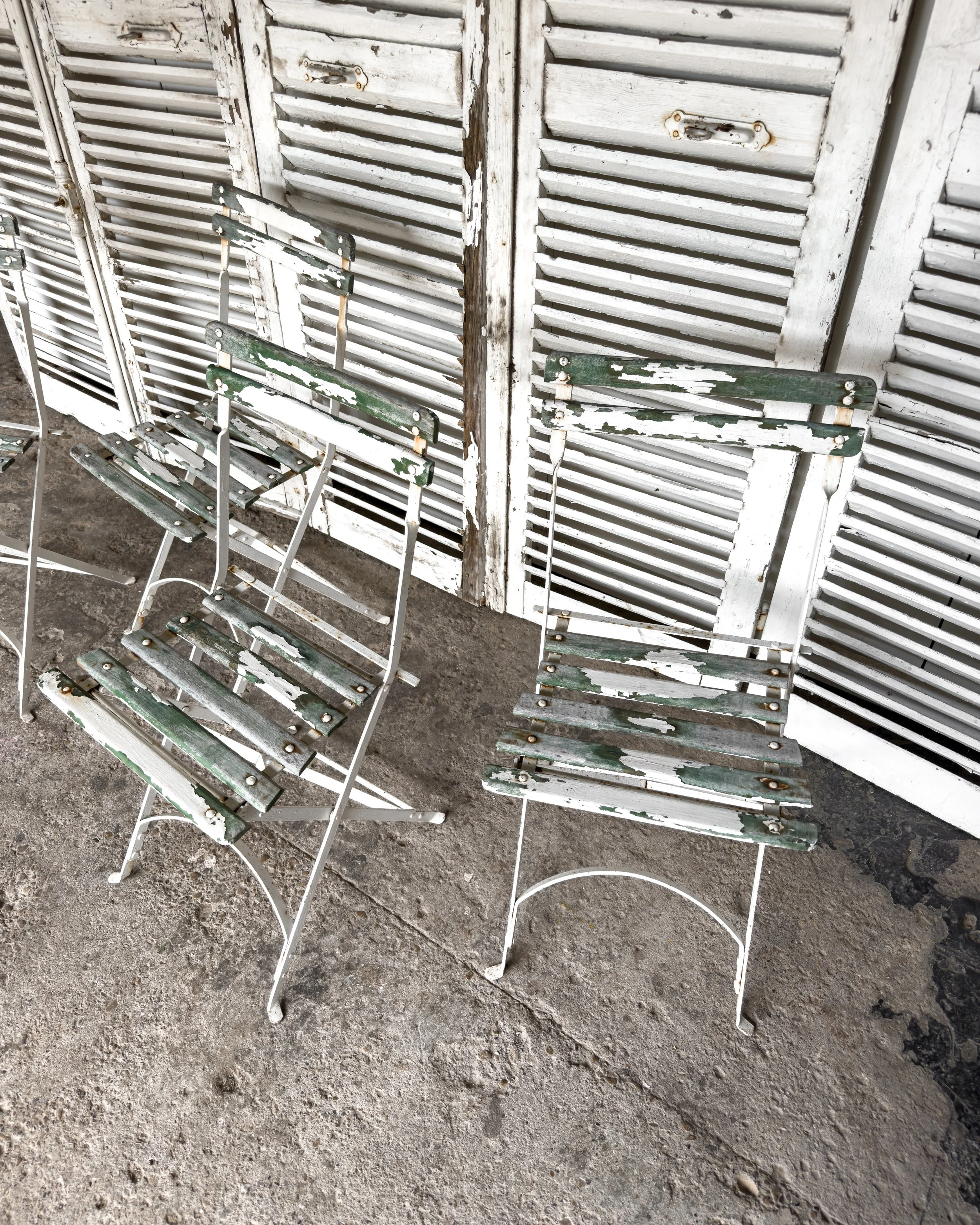 Antique English Cast Iron Garden Table with Beveled Glass Top