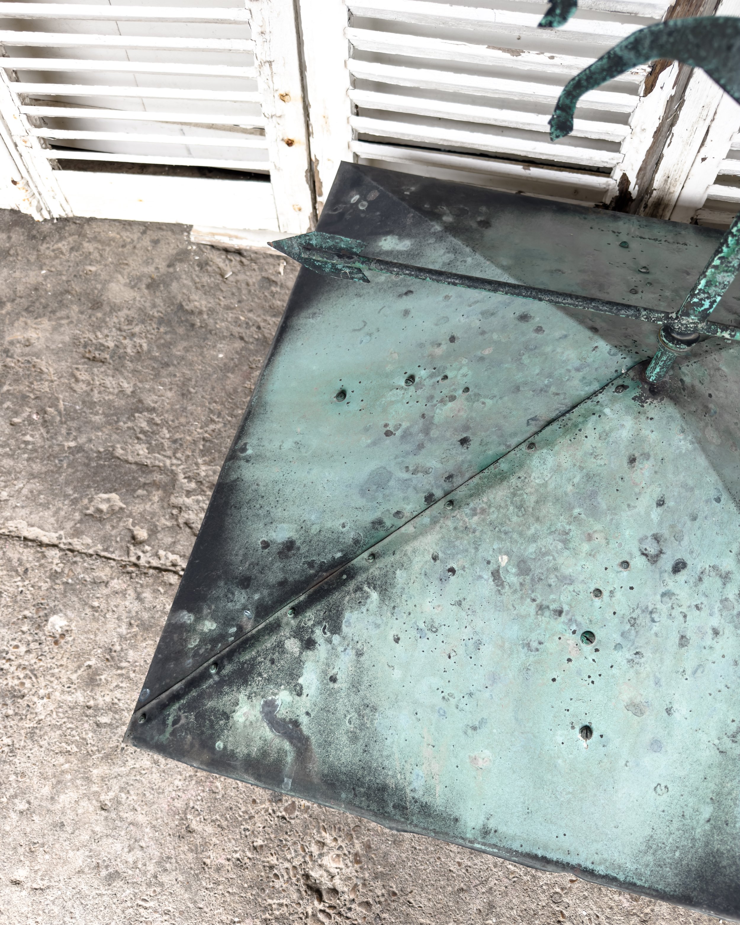 Antique Copper Rooftop Weather Vane with Horse Finial