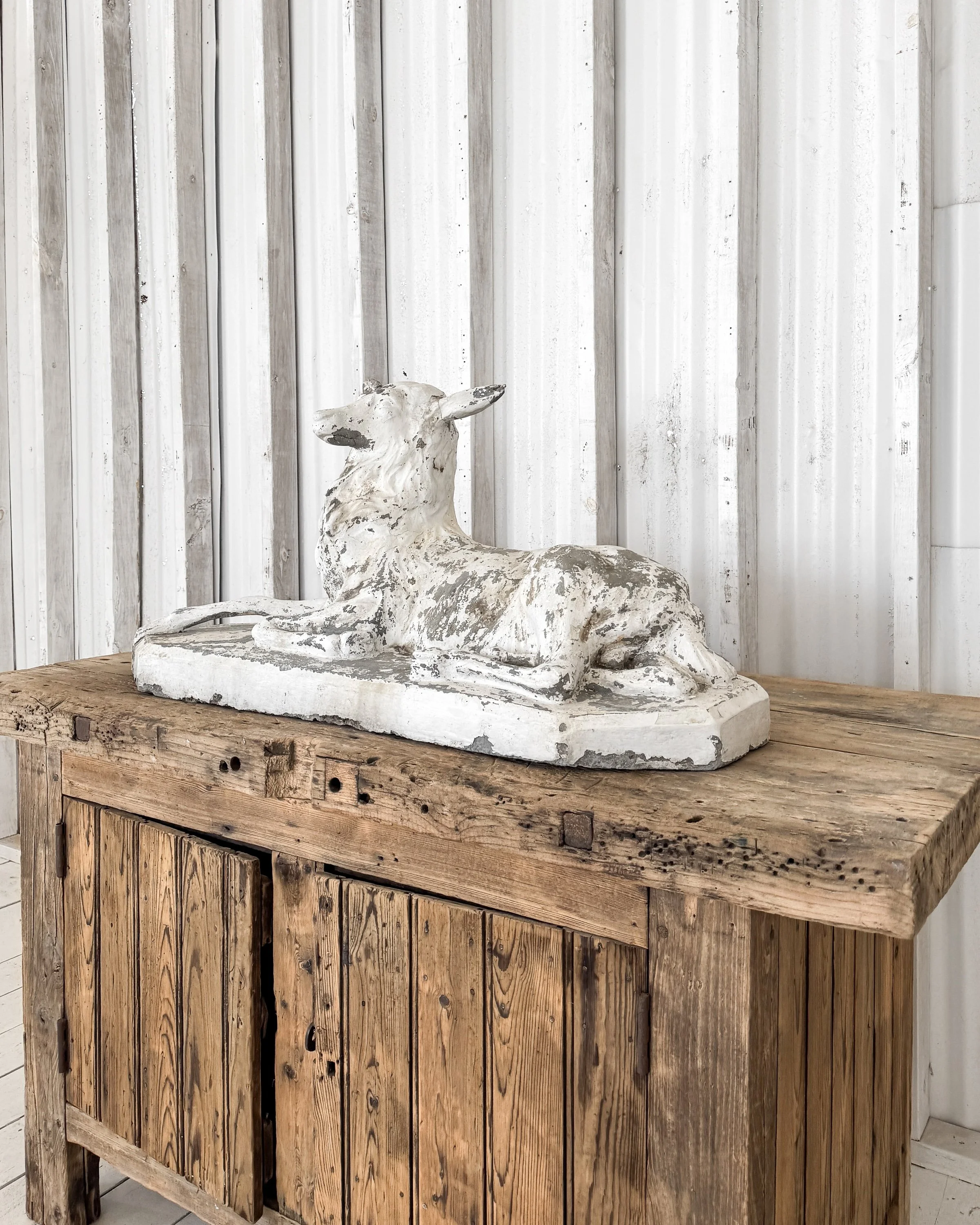 19th C. French Cast Cement Pastoral Stag Statue