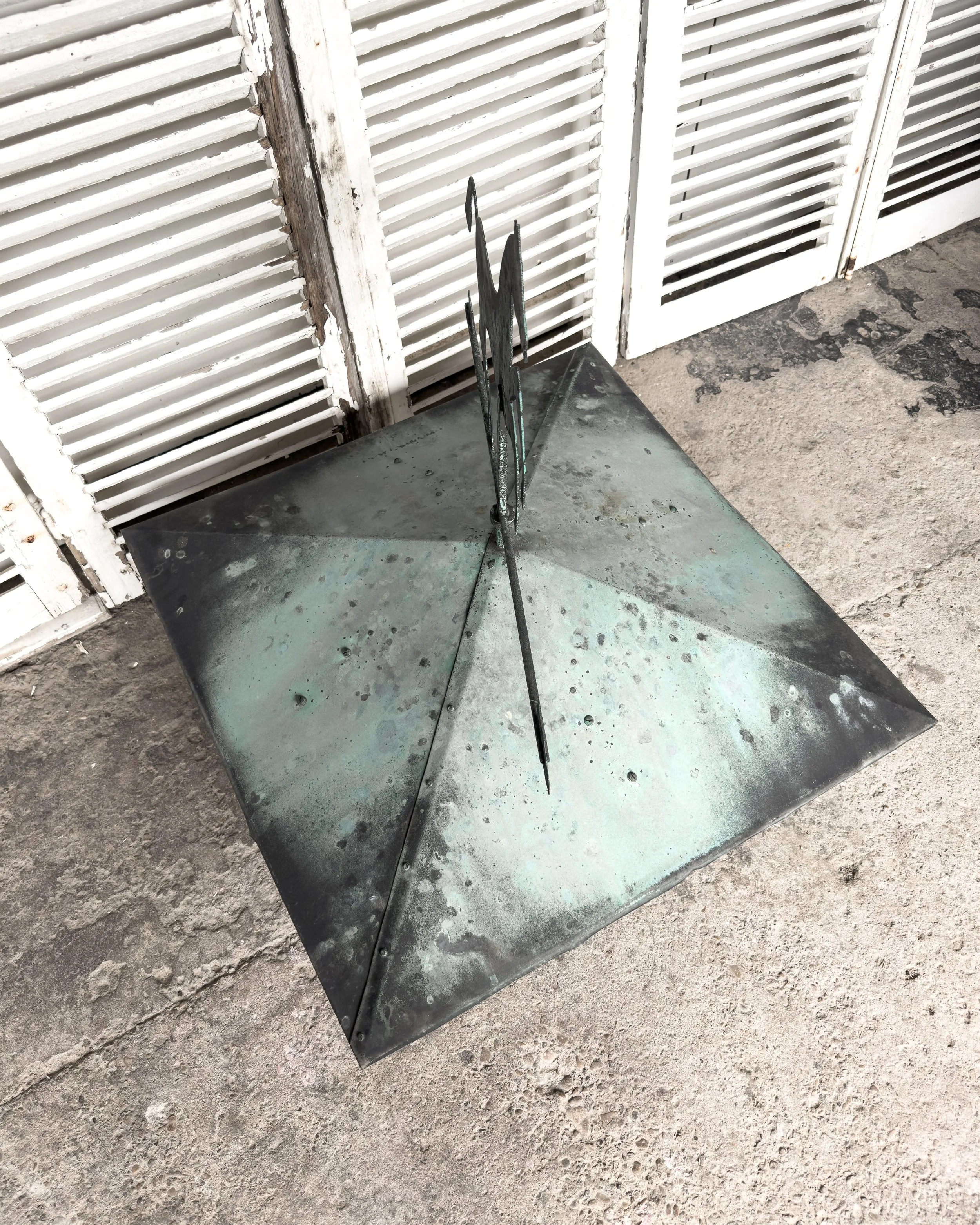 Antique Reclaimed Copper Rooftop Weather Vane with Horse Finial