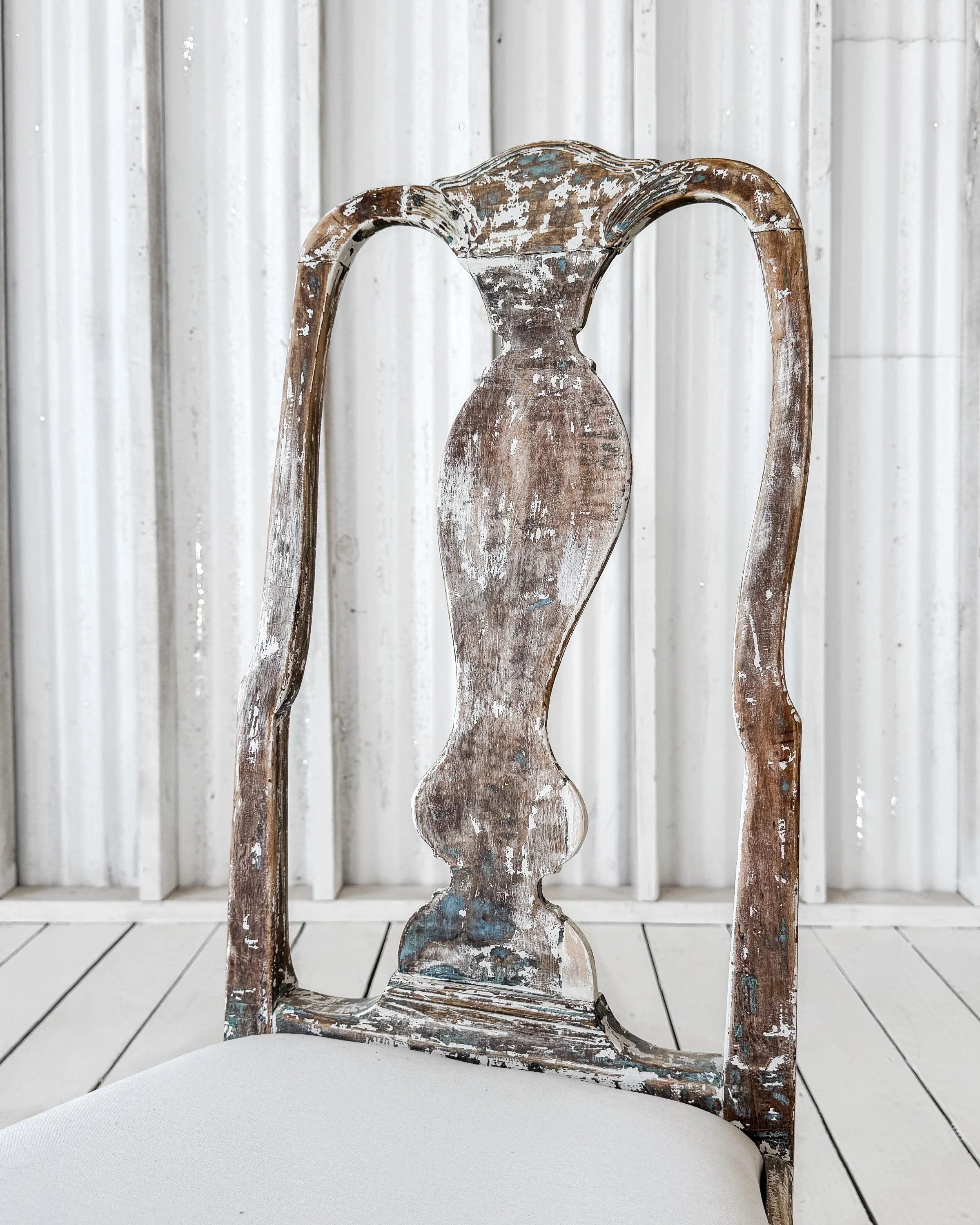 Antique Swedish Baroque Painted Chair