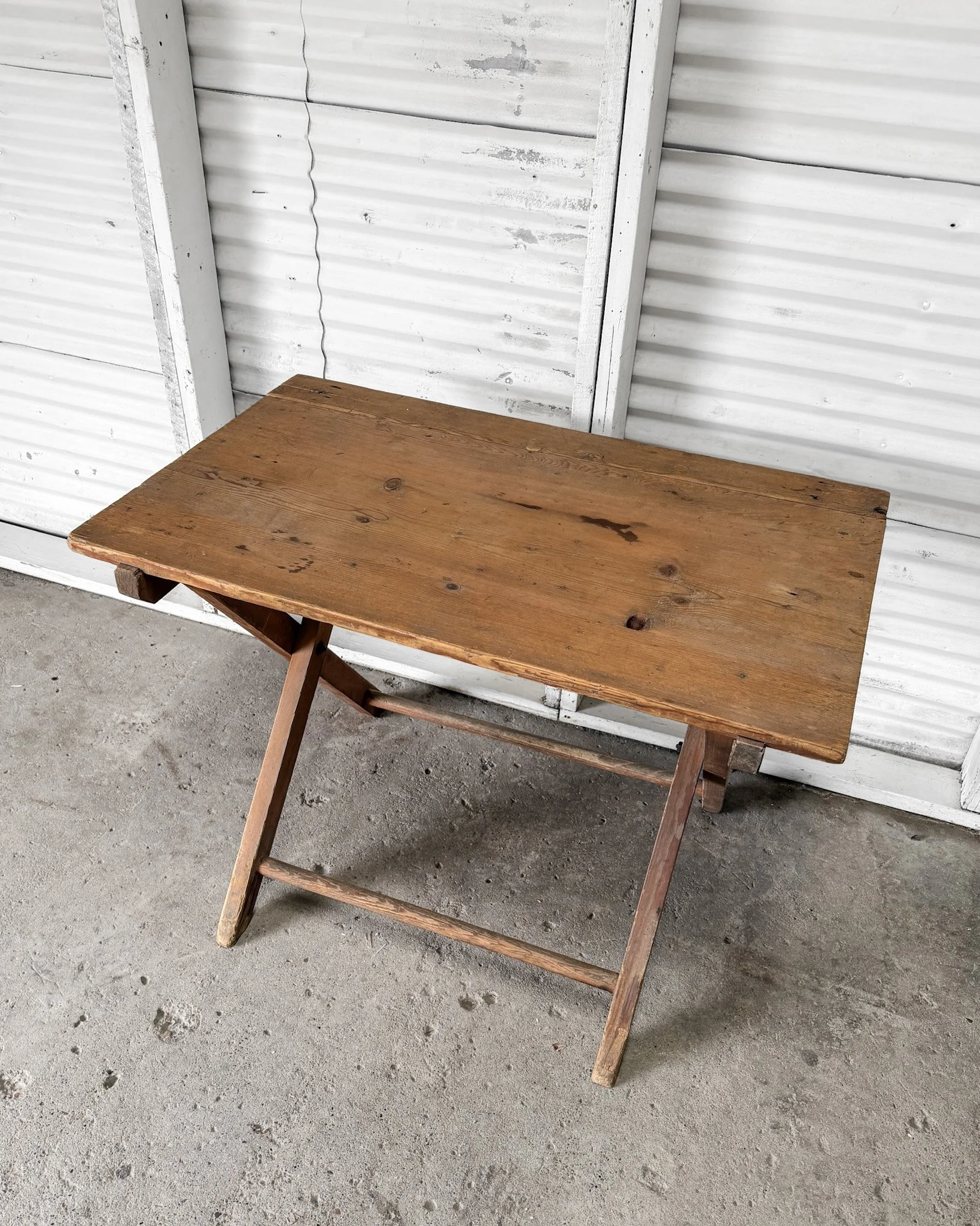 19th-Century Belgian Natural Pine Folding Table