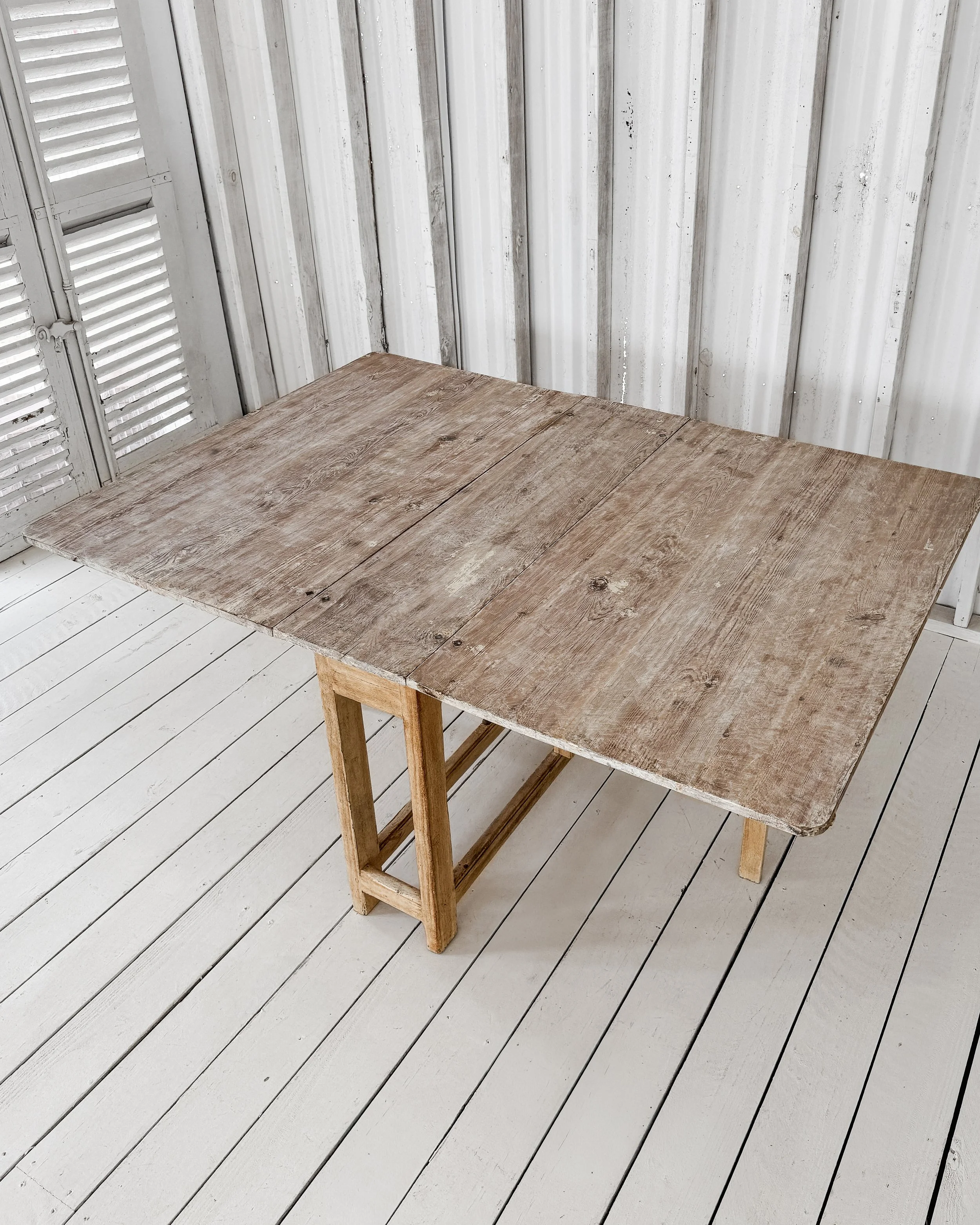 19th Century Swedish Pine Dry-Scraped Slagbord Table