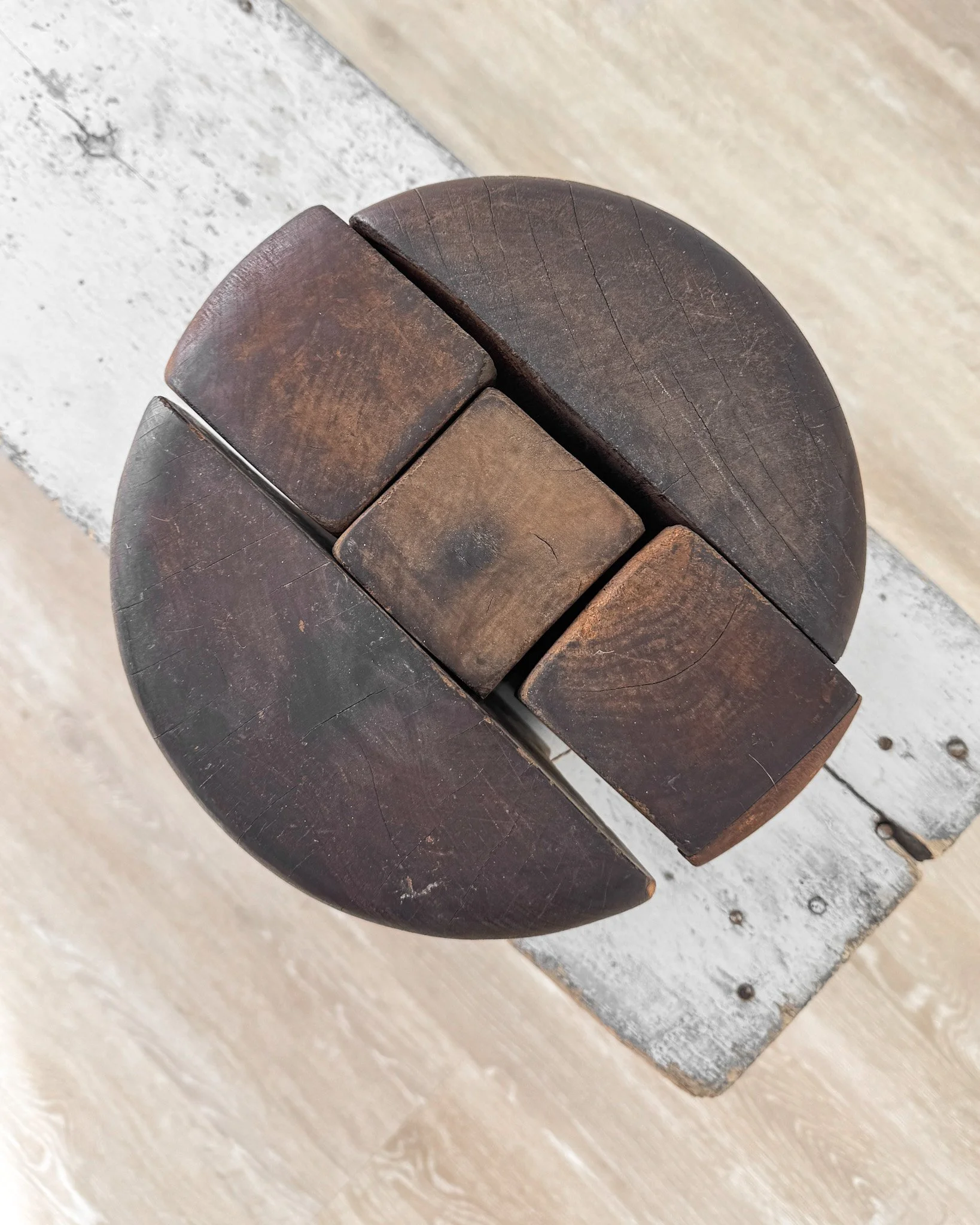 Antique Wooden Puzzle Hat Blocks