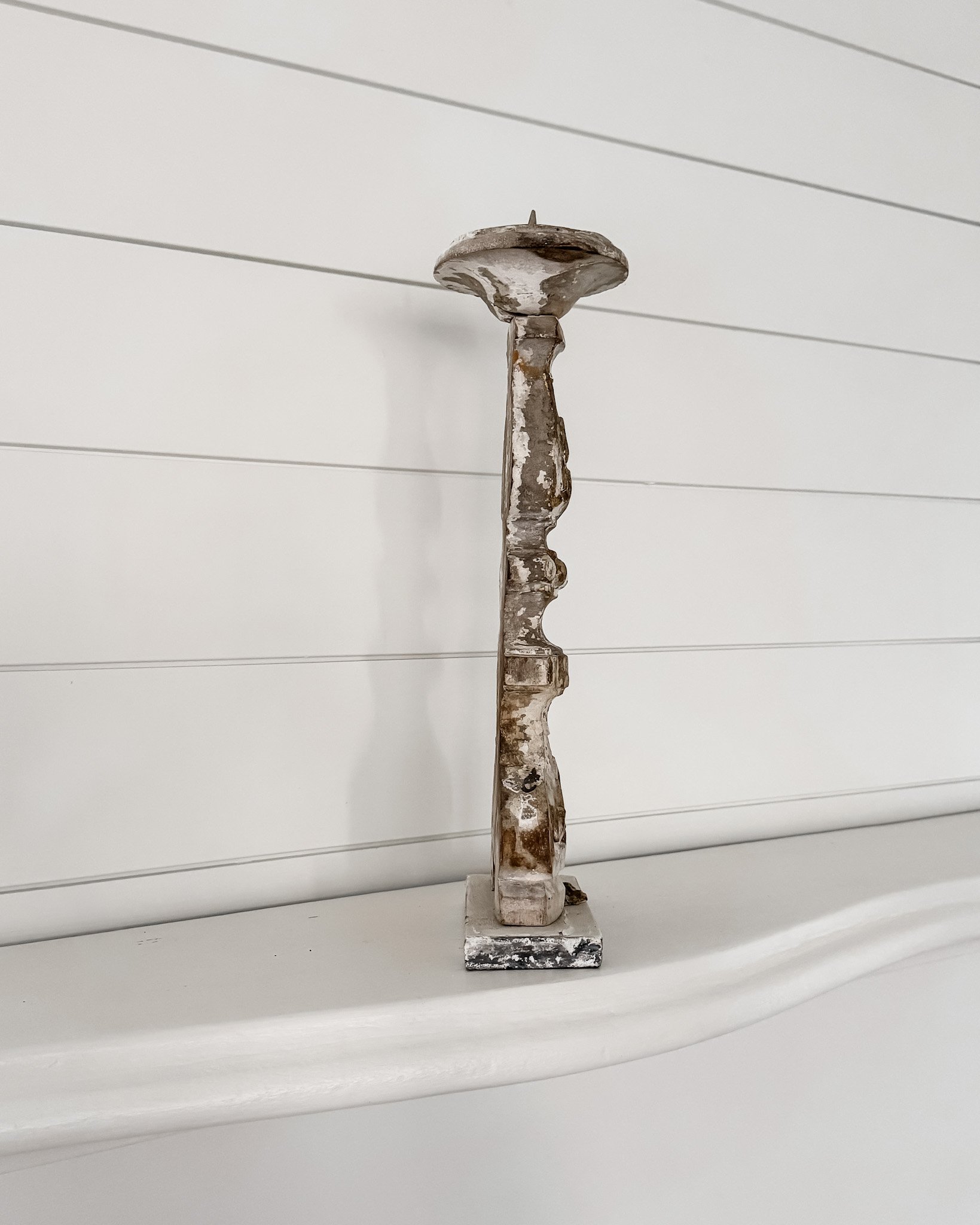 Antique French Wooden Fragment Candlesticks