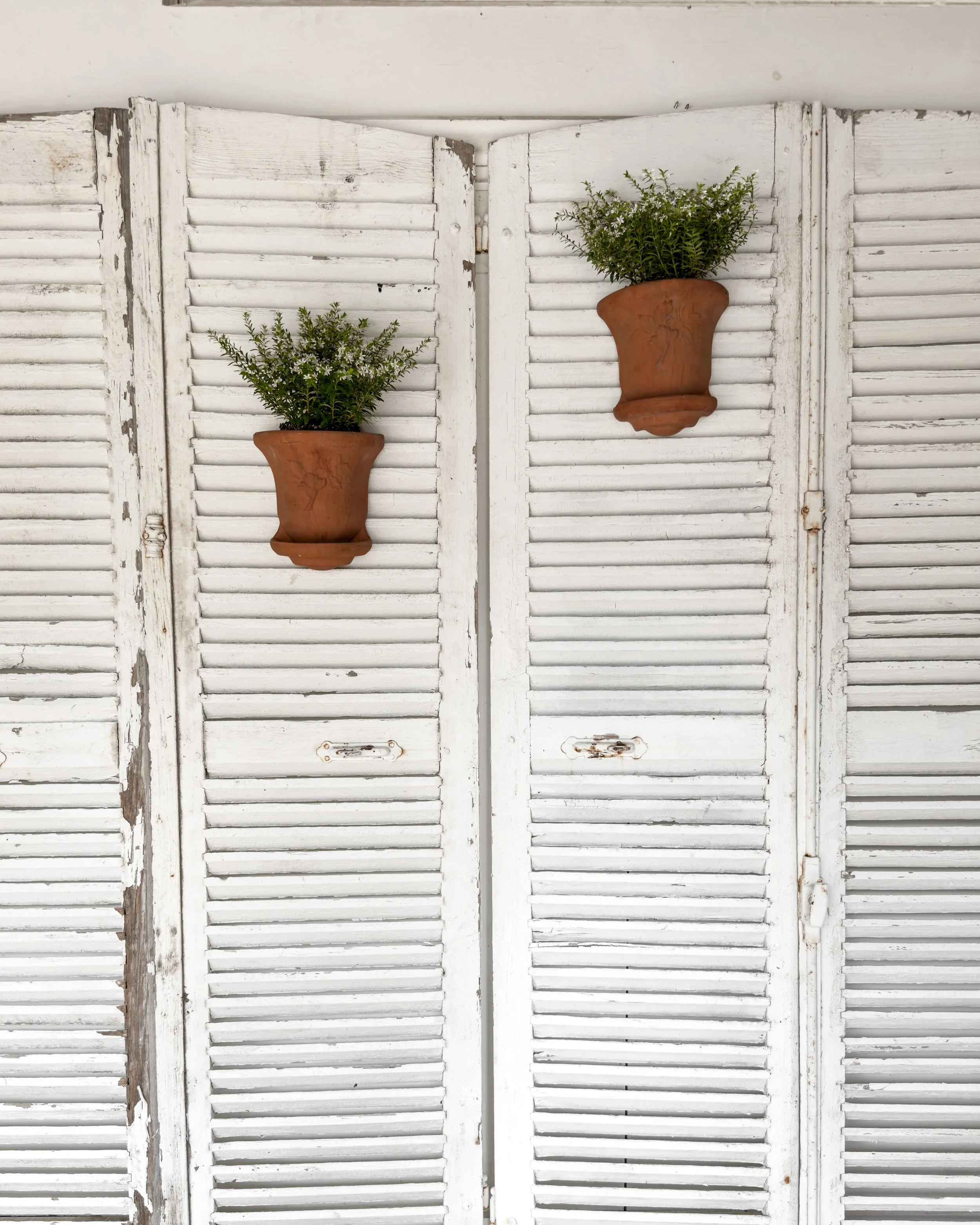 (Pair) Vintage Terracotta Wall Mounted Flower Pots