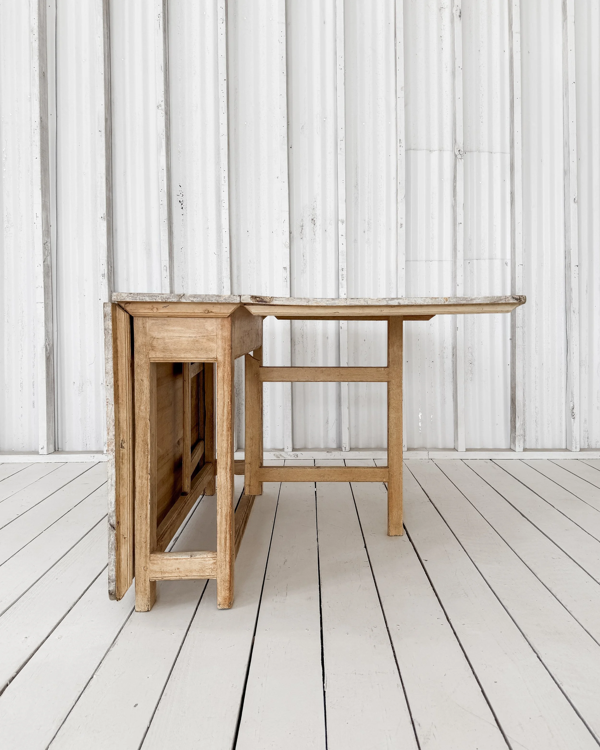 Antique Swedish Dry-Scraped Pine Slagbord Table