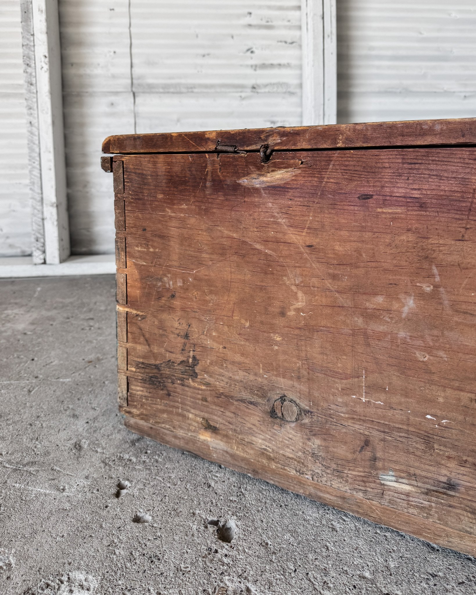 18th C. Blanket Chest with Teal Blue Paint