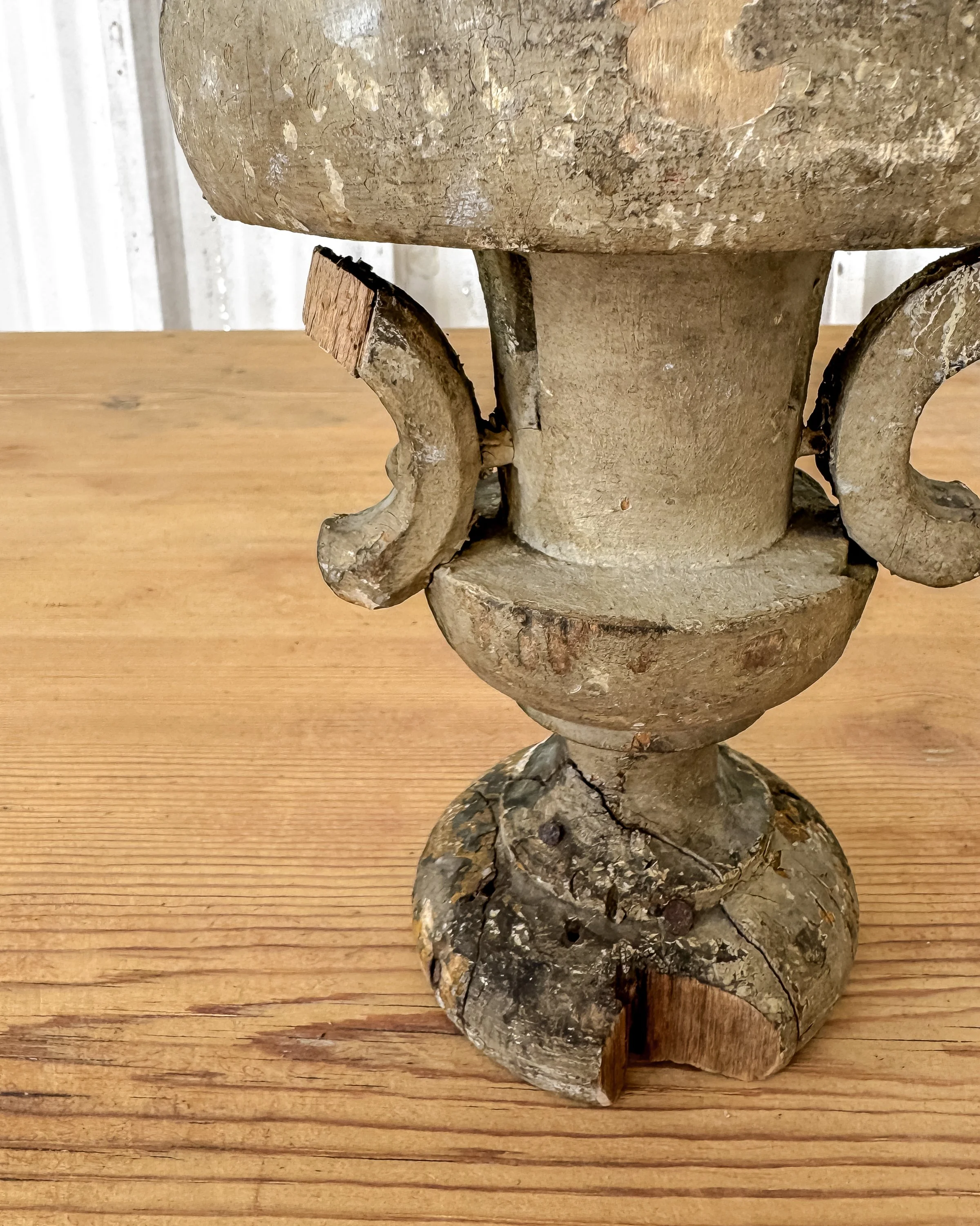 Antique French Wooden Fragment Candlestick Finials