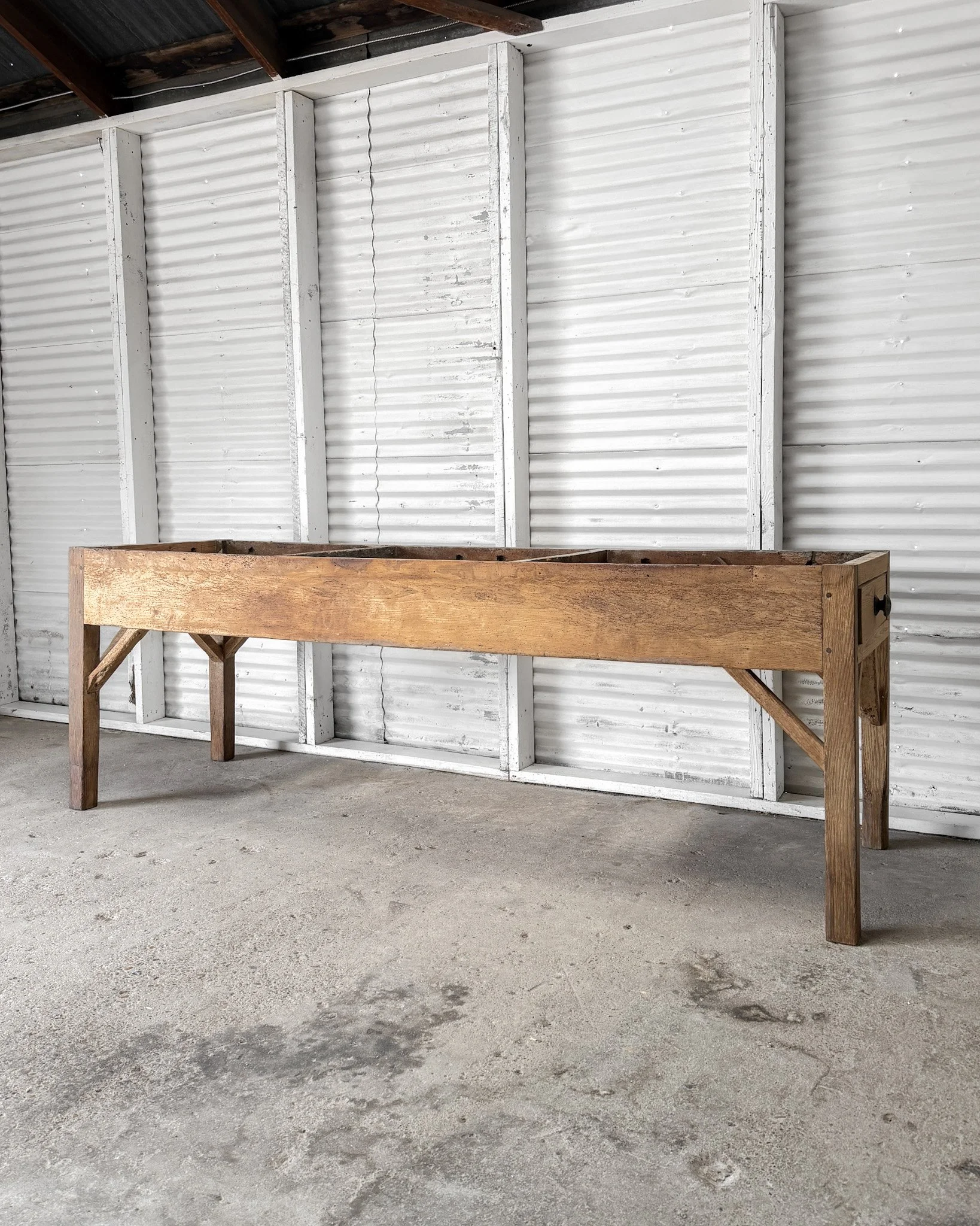 Victorian English Pine Baker’s Table with End Drawers