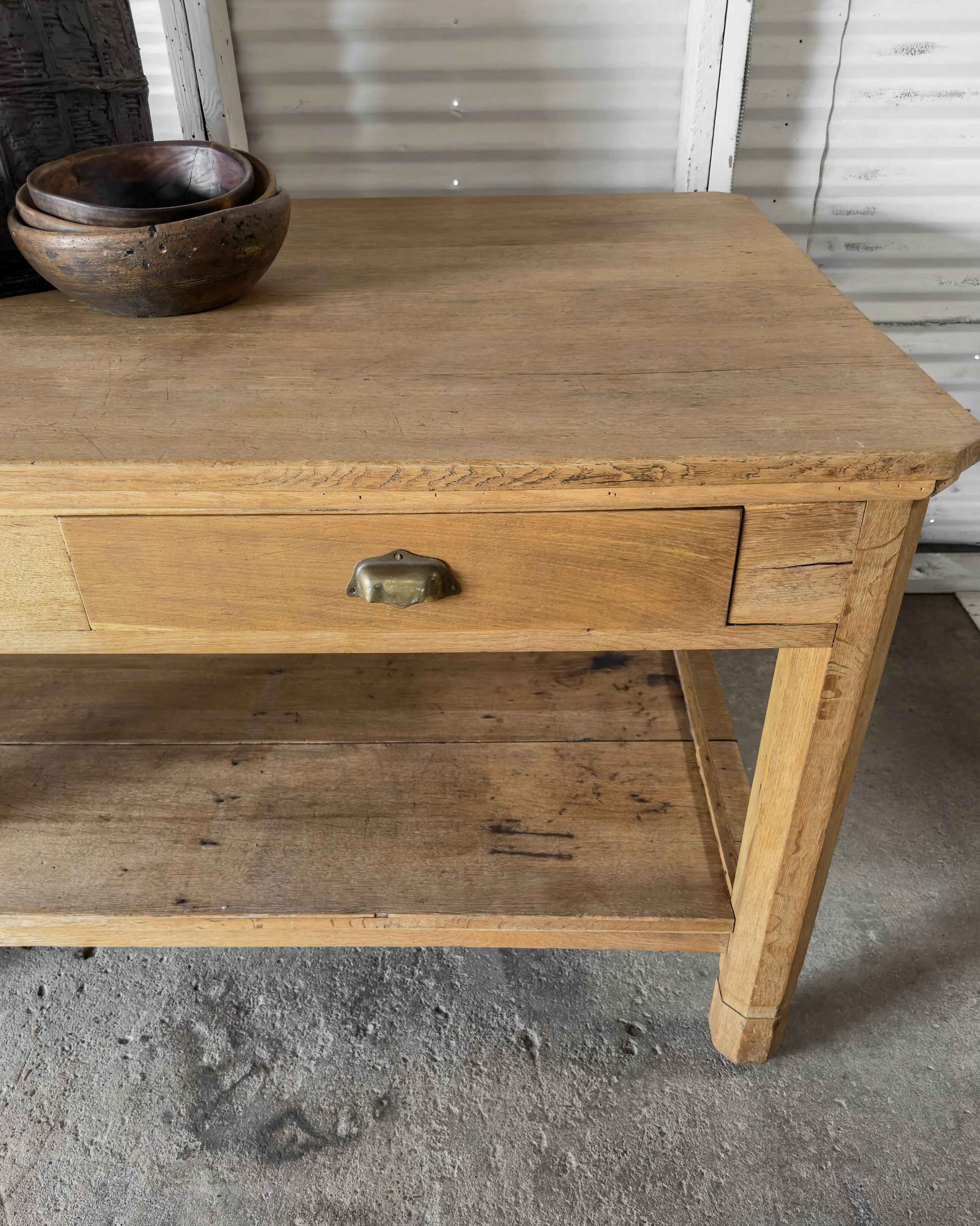 Antique English Oak Work Table | Kitchen Island