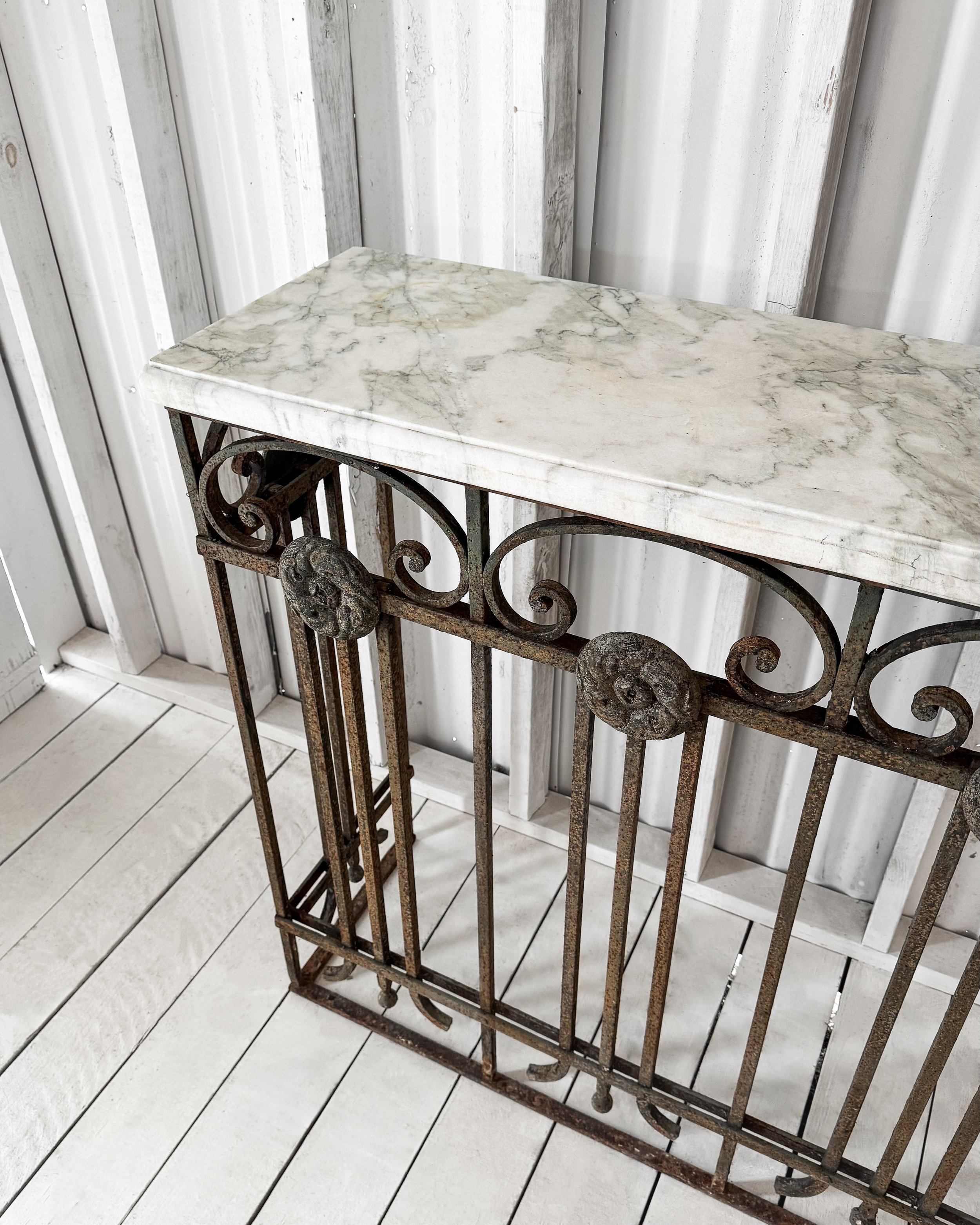 Antique French Cast Iron Console Table