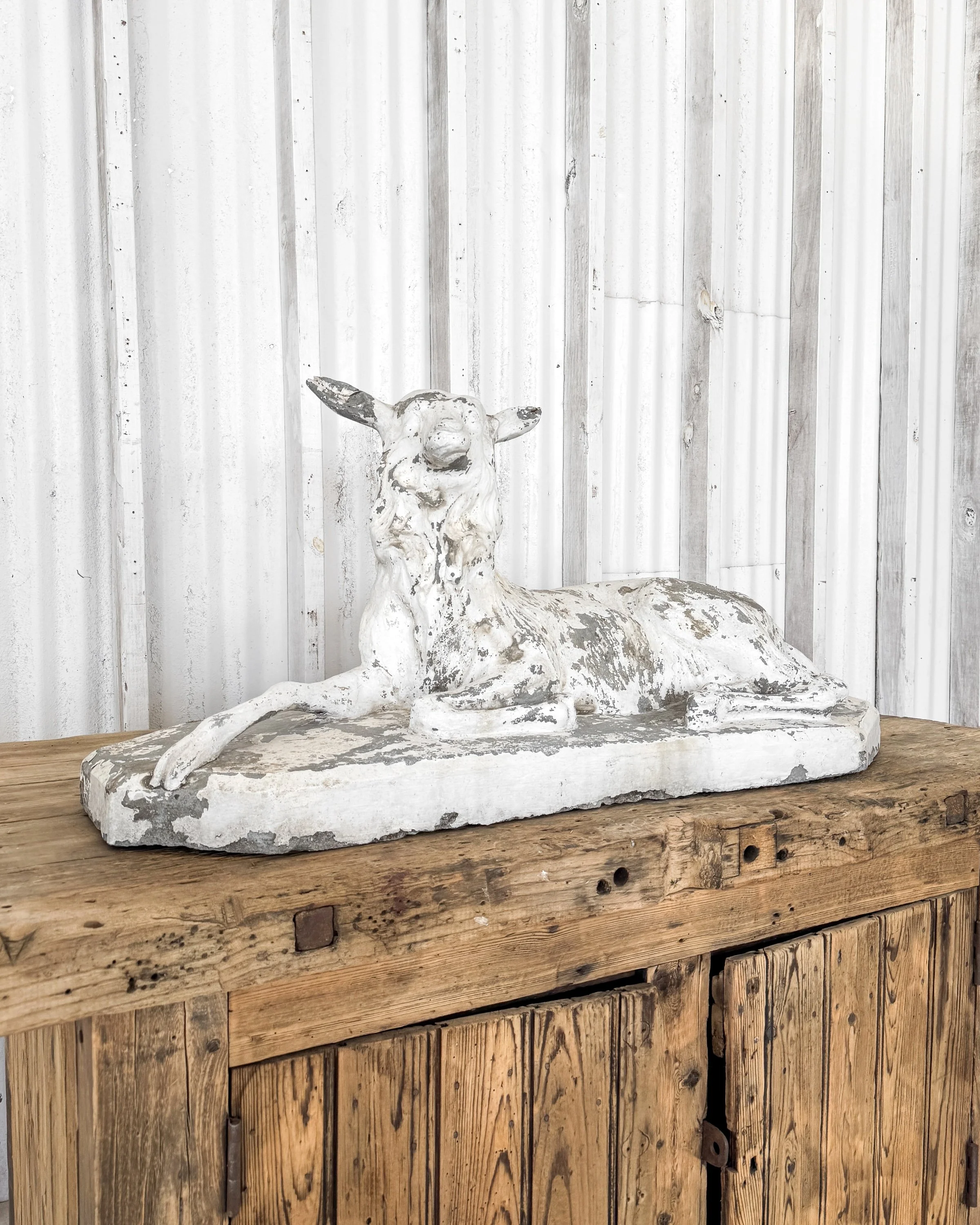 19th C. French Cast Cement Pastoral Stag Statue