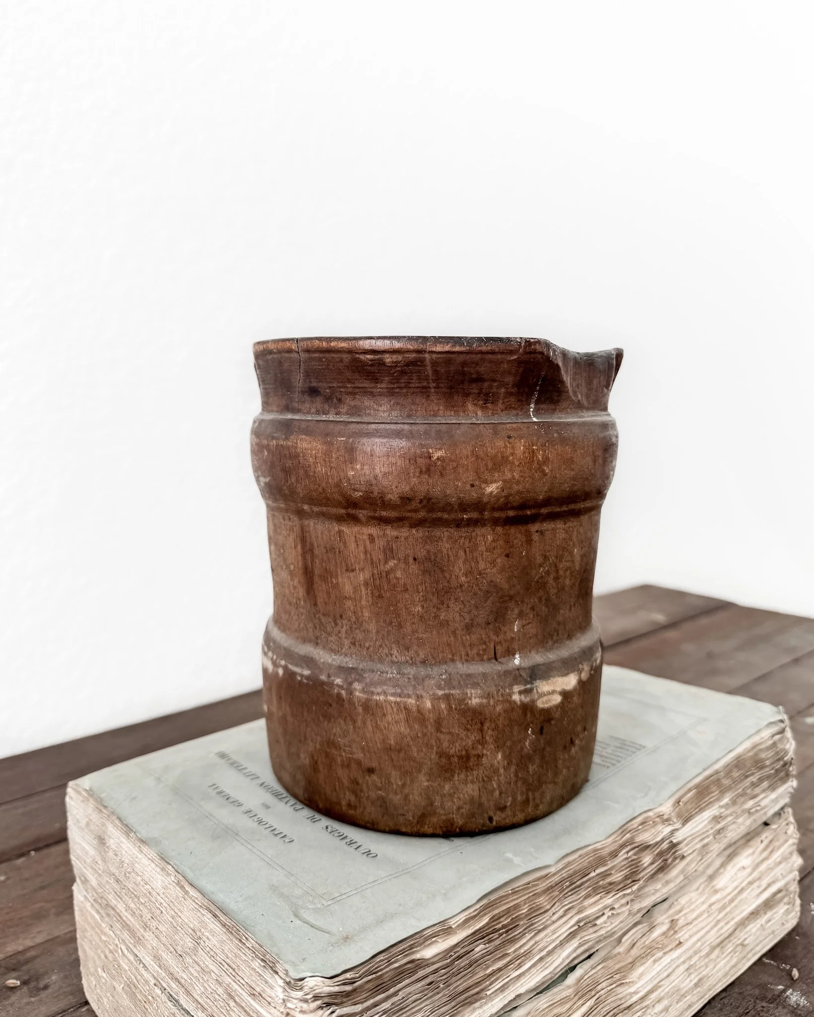 Antique Wooden Mortar