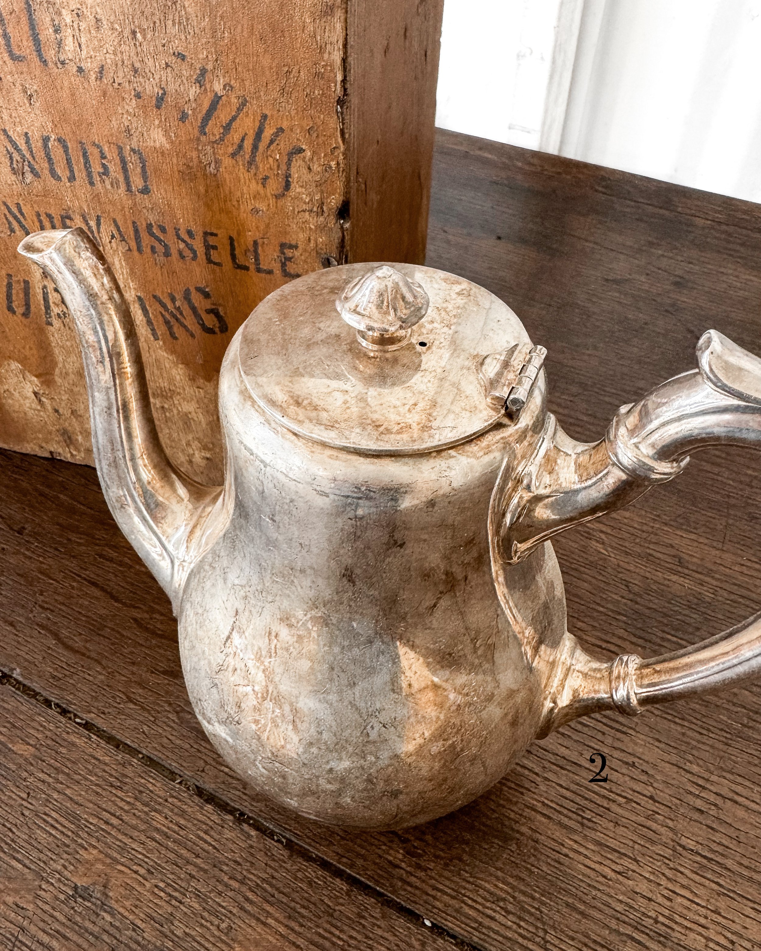 Antique Ercuis Silver Teapot in Catering Box