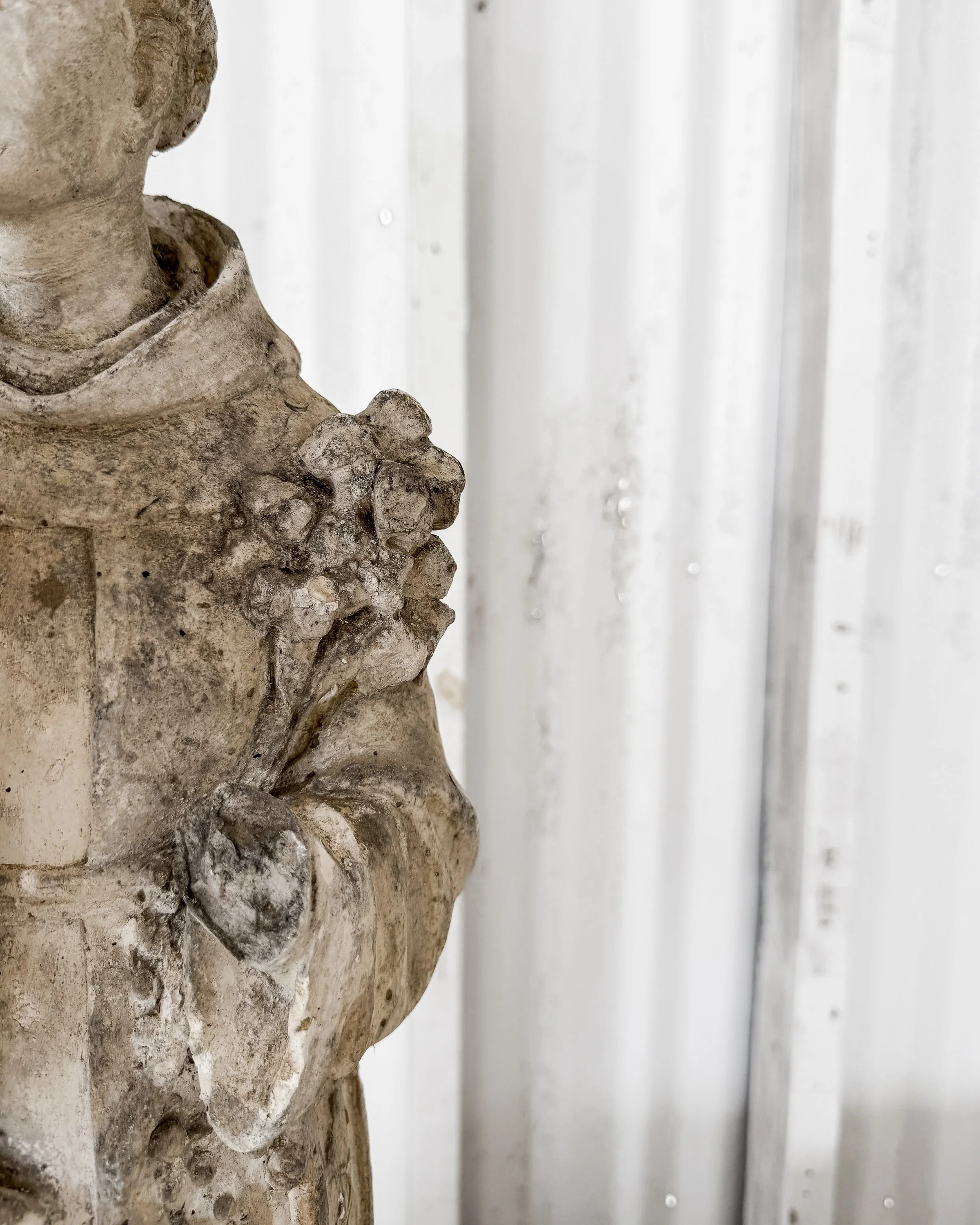 19th-Century Cast Plaster Saint Anthony Statue