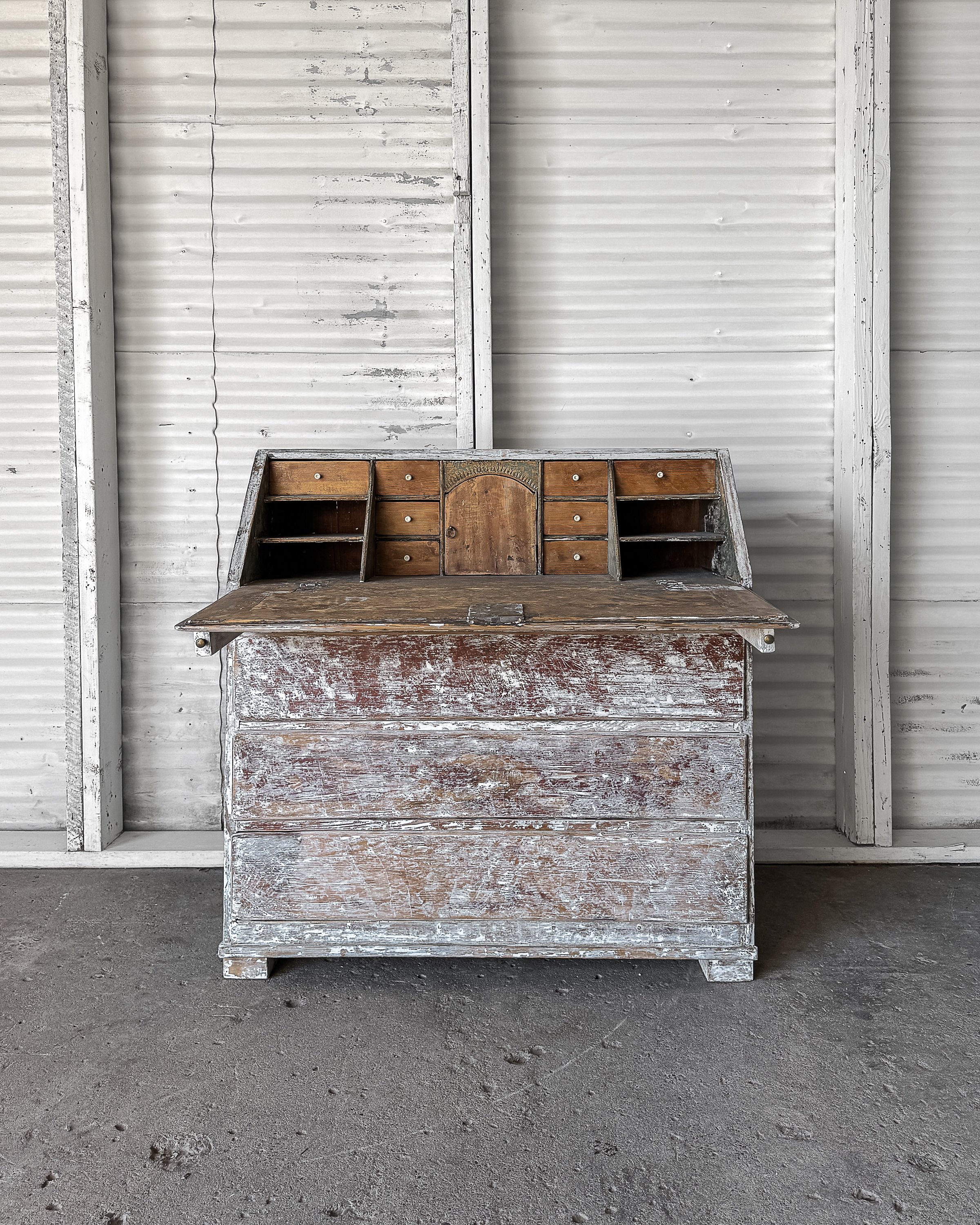 19th C. Swedish Writing Bureau with Dragged Paint