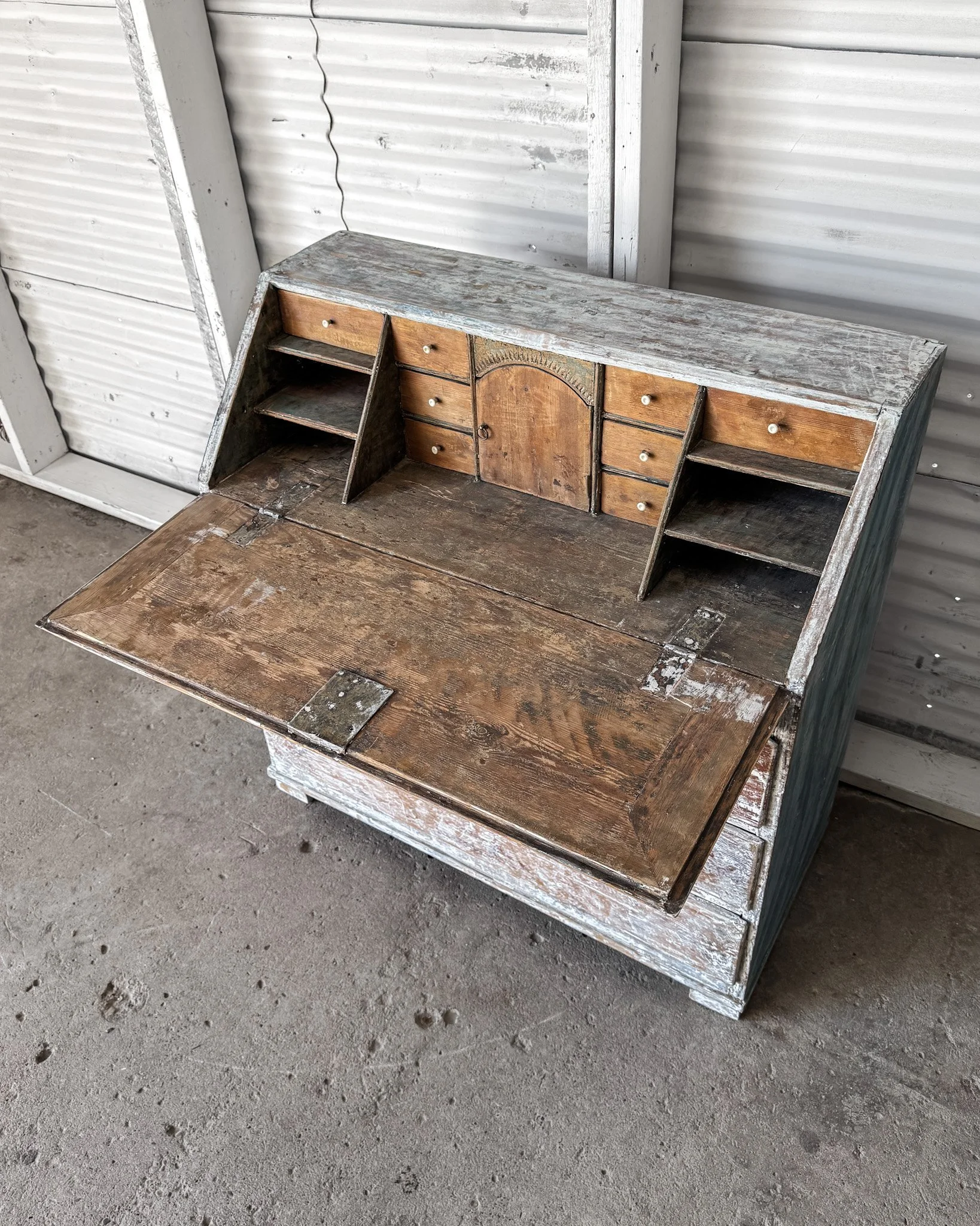 19th C. Swedish Writing Bureau with Dragged Paint