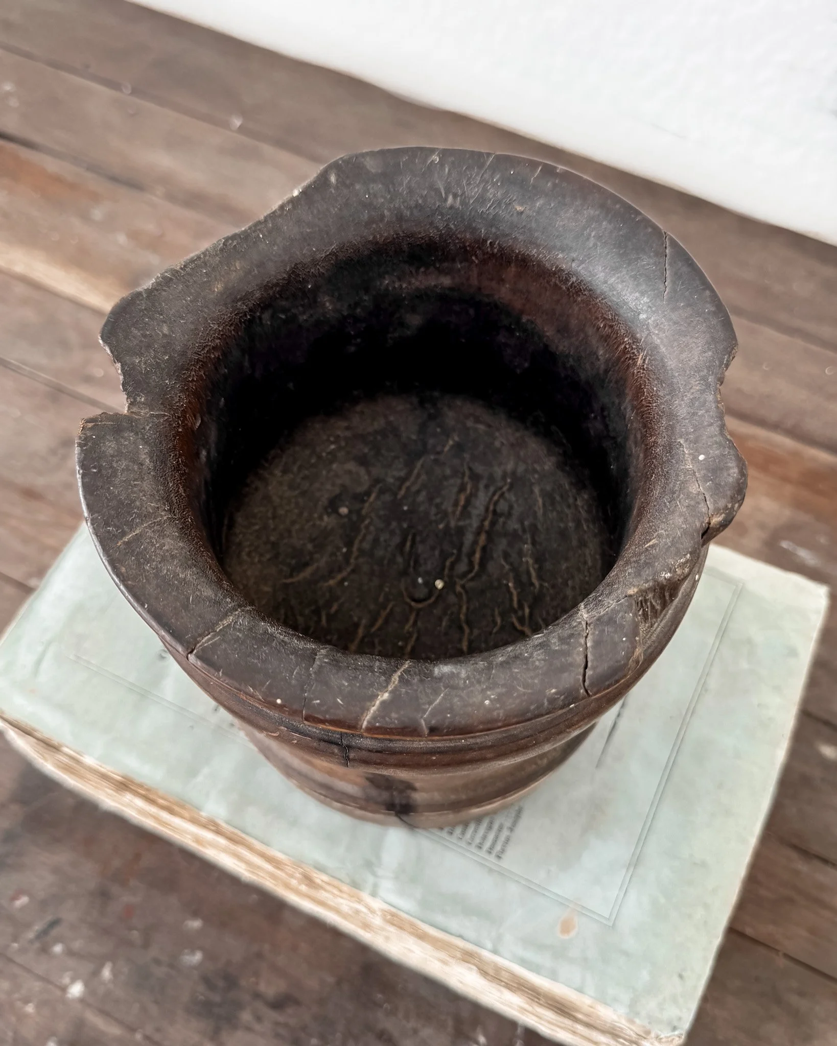 Antique Wooden Mortar