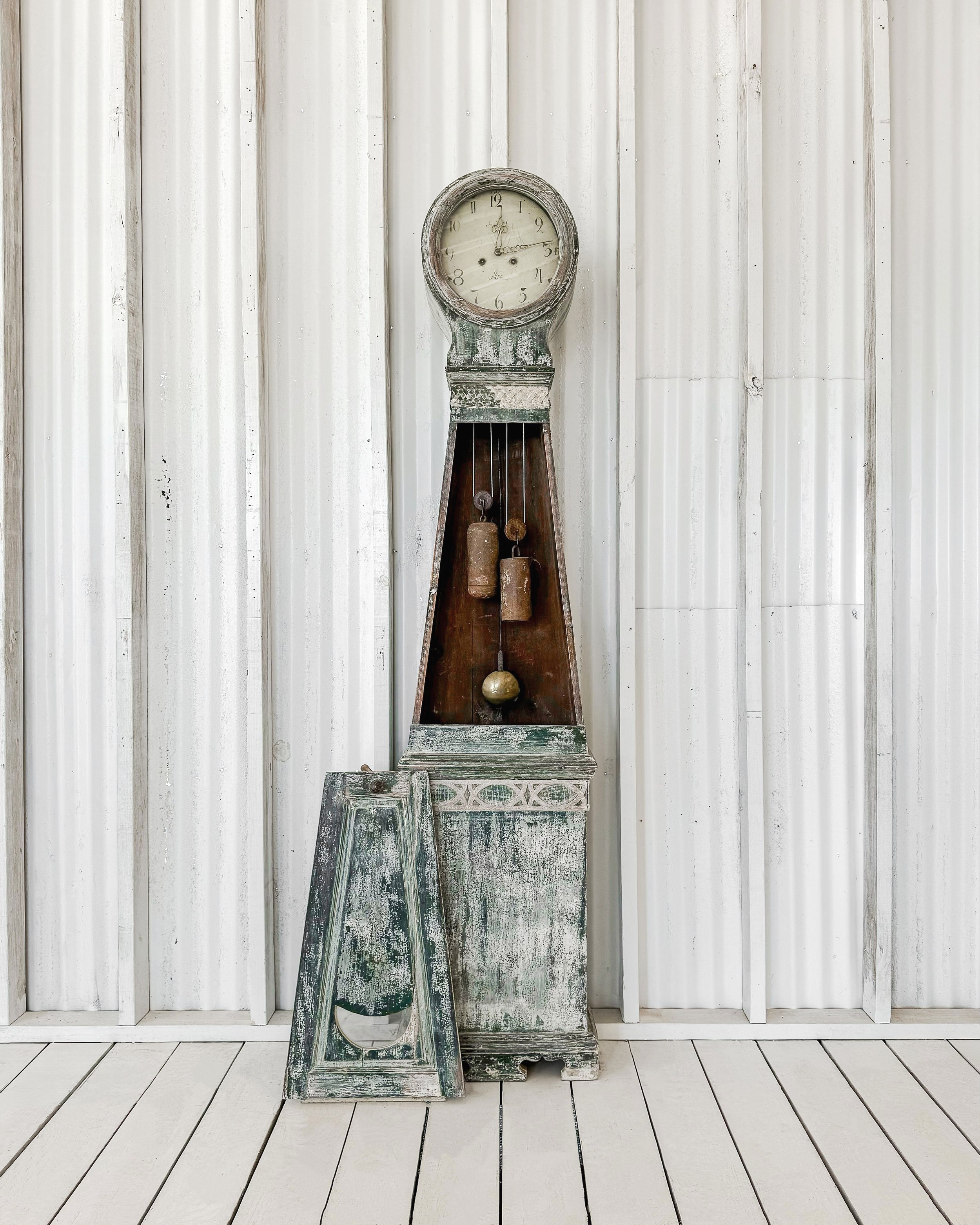 Antique Dry Scraped Swedish Tall Case Clock