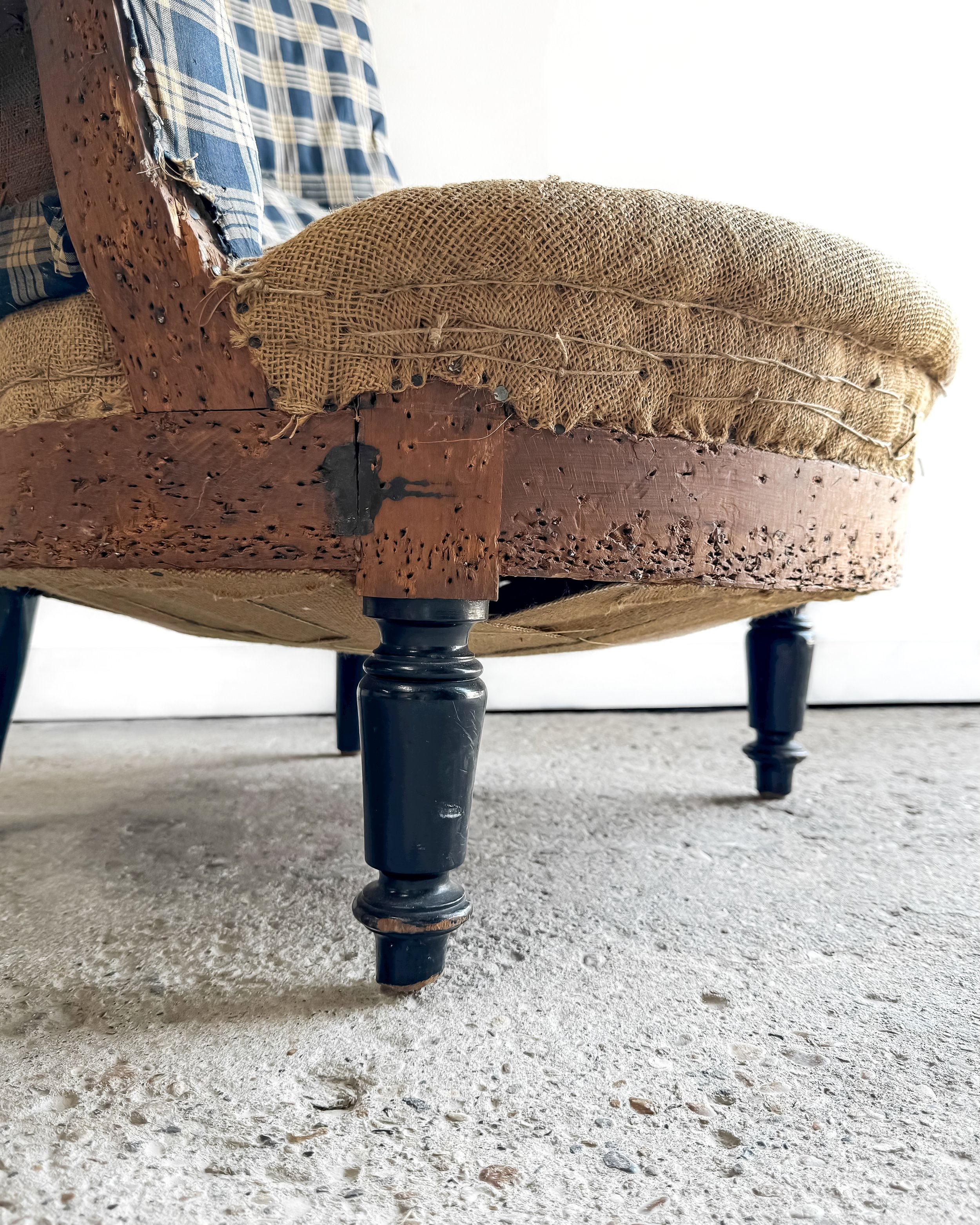 Antique Deconstructed Napoleon III Crapaud Armchair