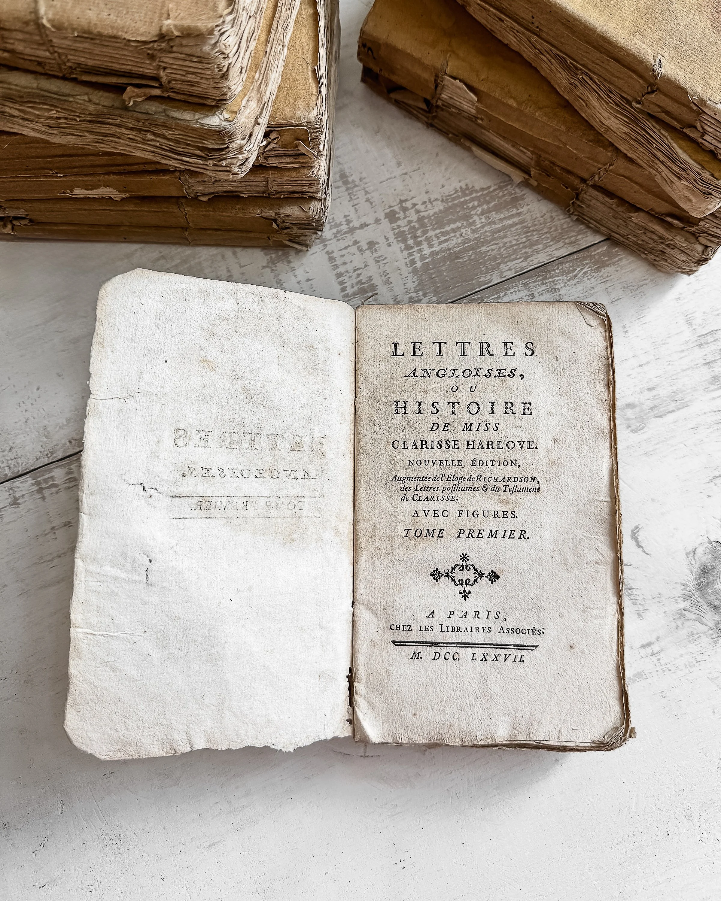 18th Century French Rag Paper Books