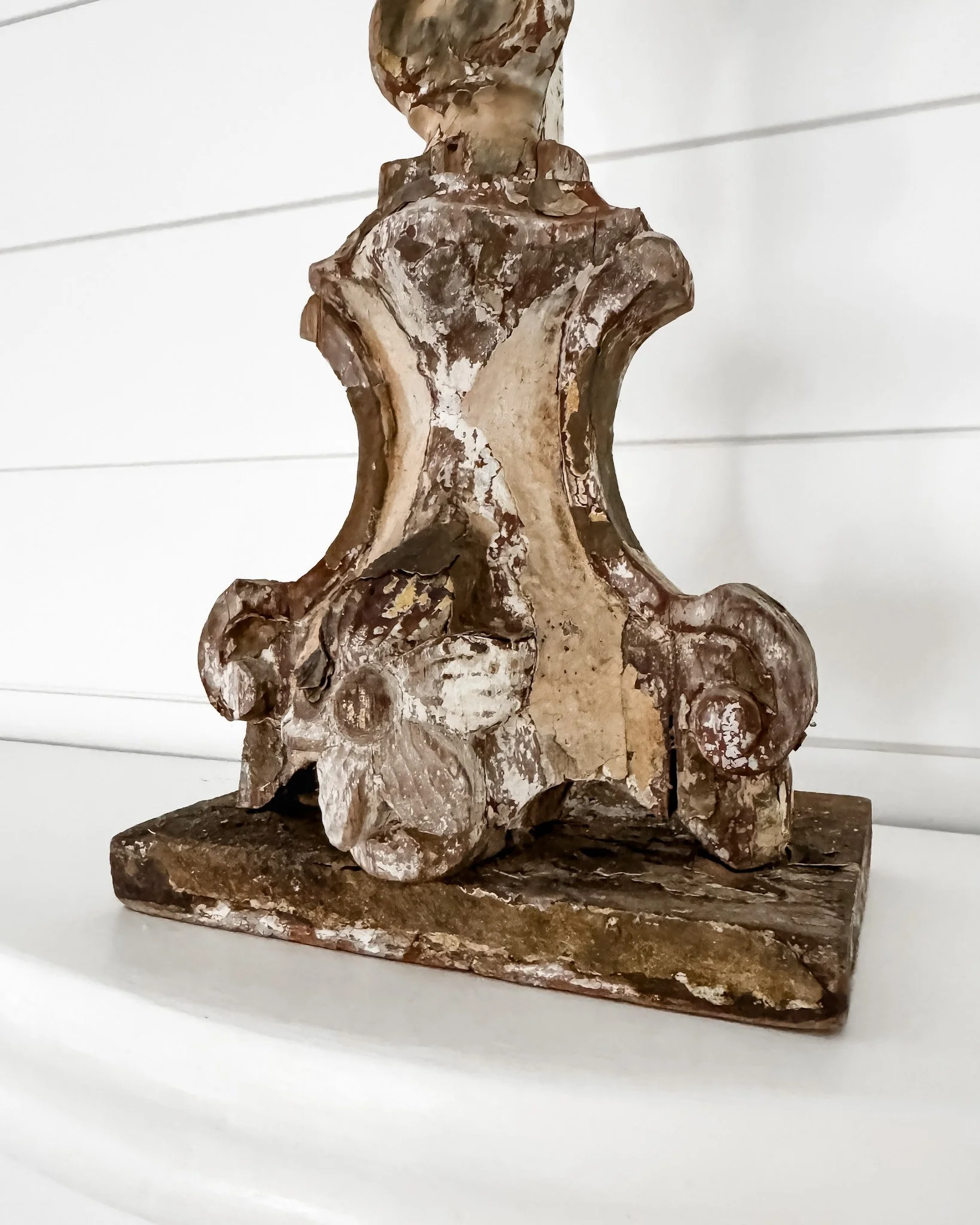 Antique French Wooden Fragment Candlesticks