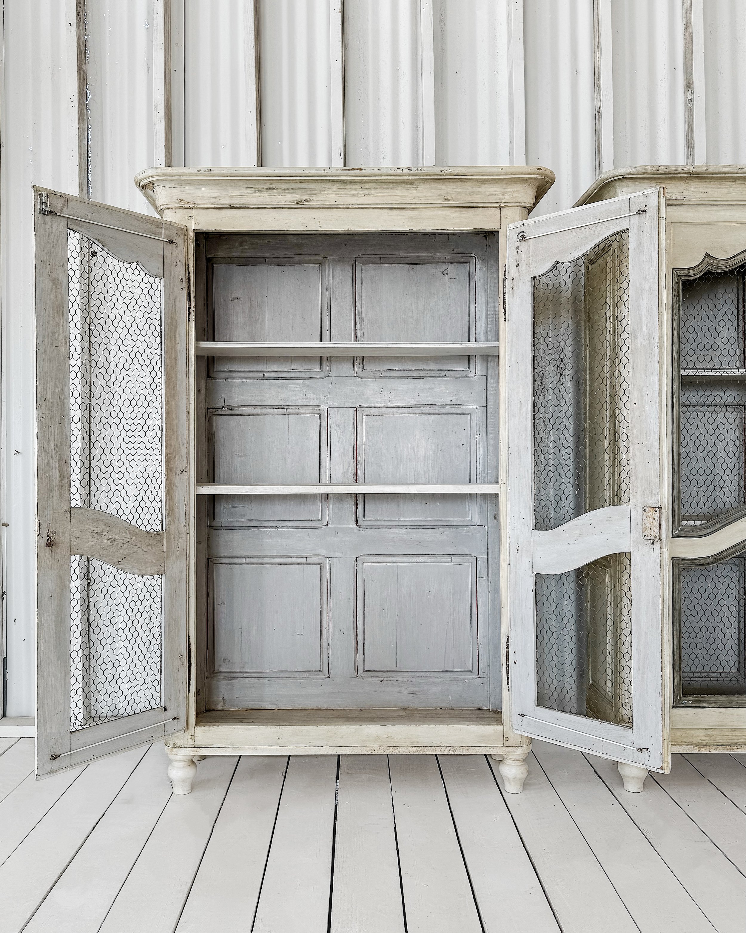 19th Century French Petite Bookcase with Wire Mesh Doors