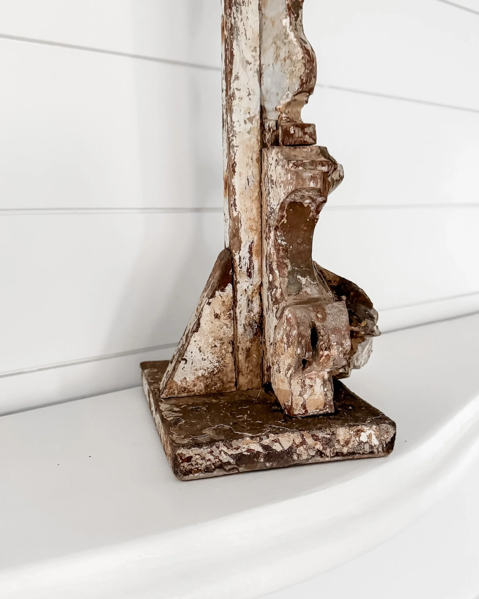 Antique French Wooden Fragment Candlesticks