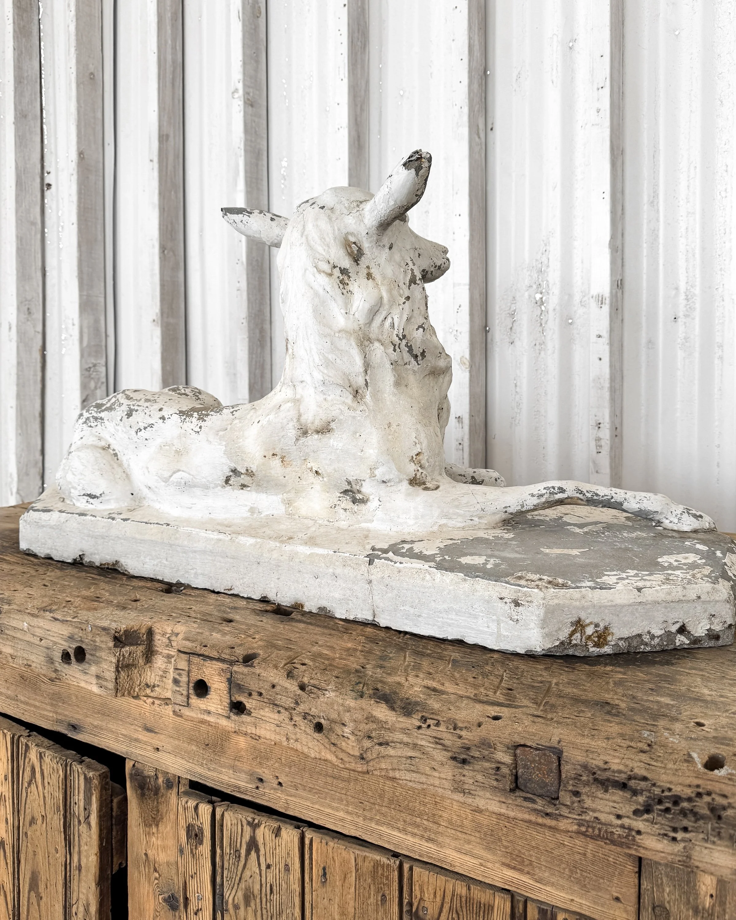 19th C. French Cast Cement Pastoral Stag Statue