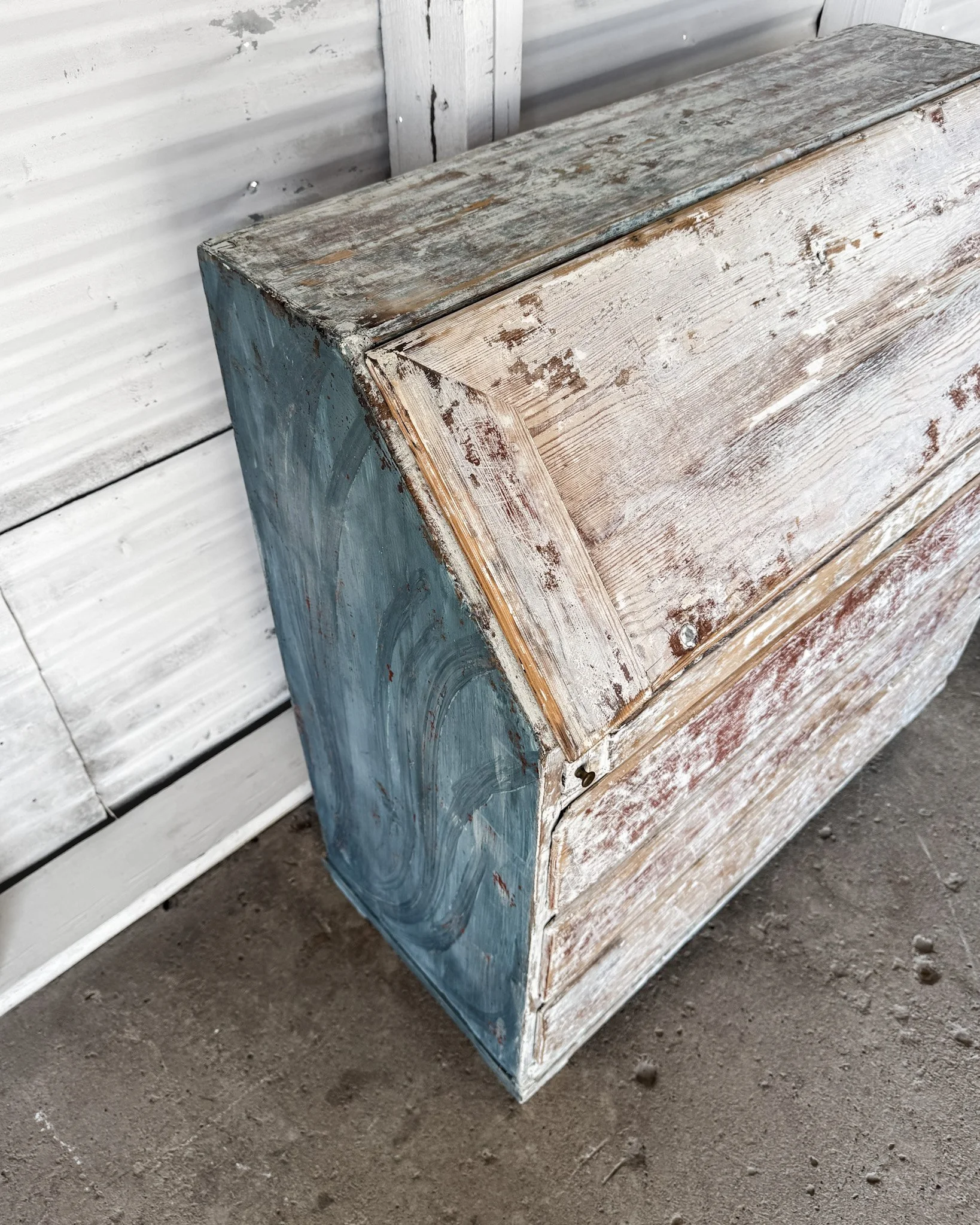 19th C. Swedish Writing Bureau with Dragged Paint
