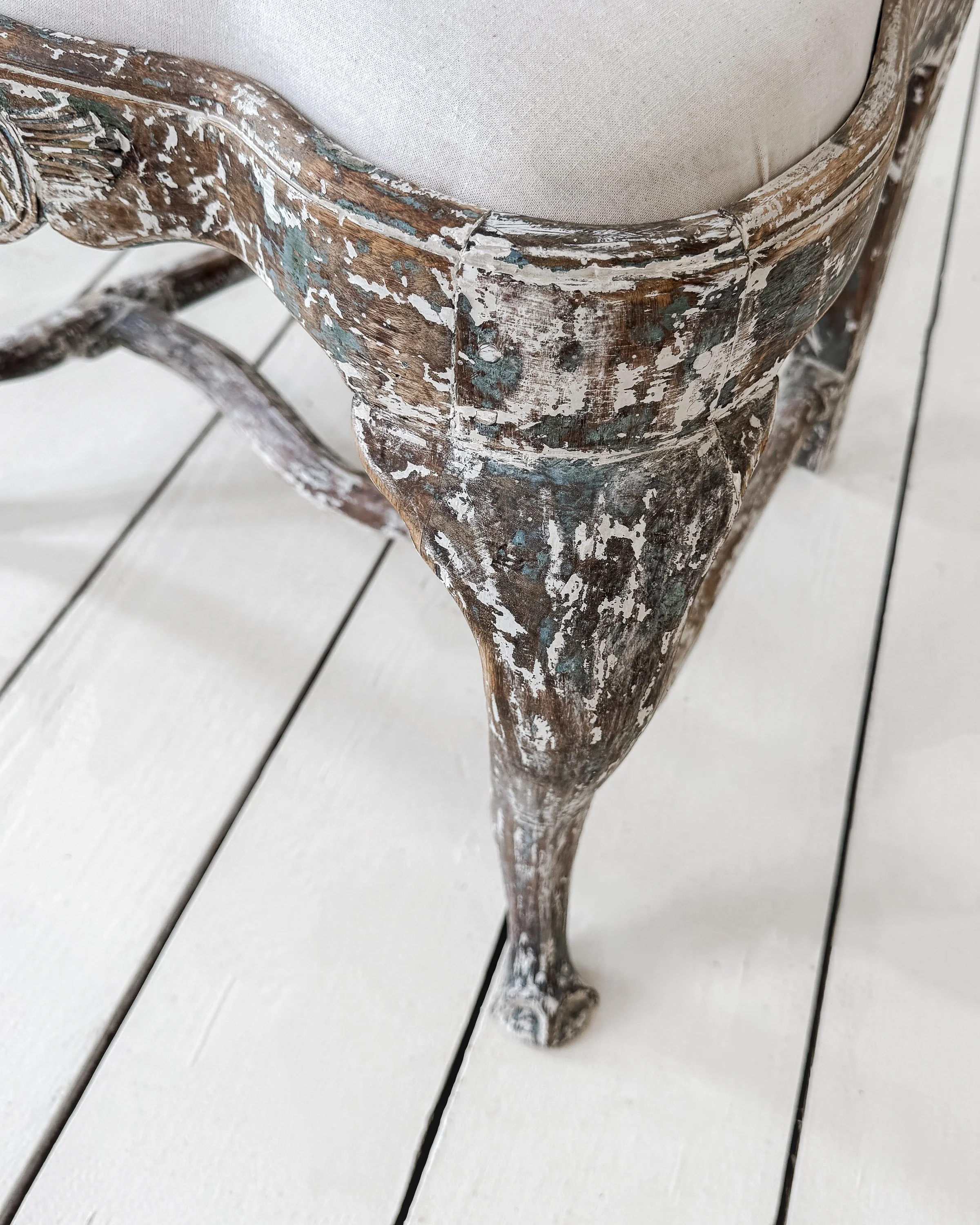 Antique Swedish Baroque Painted Chair