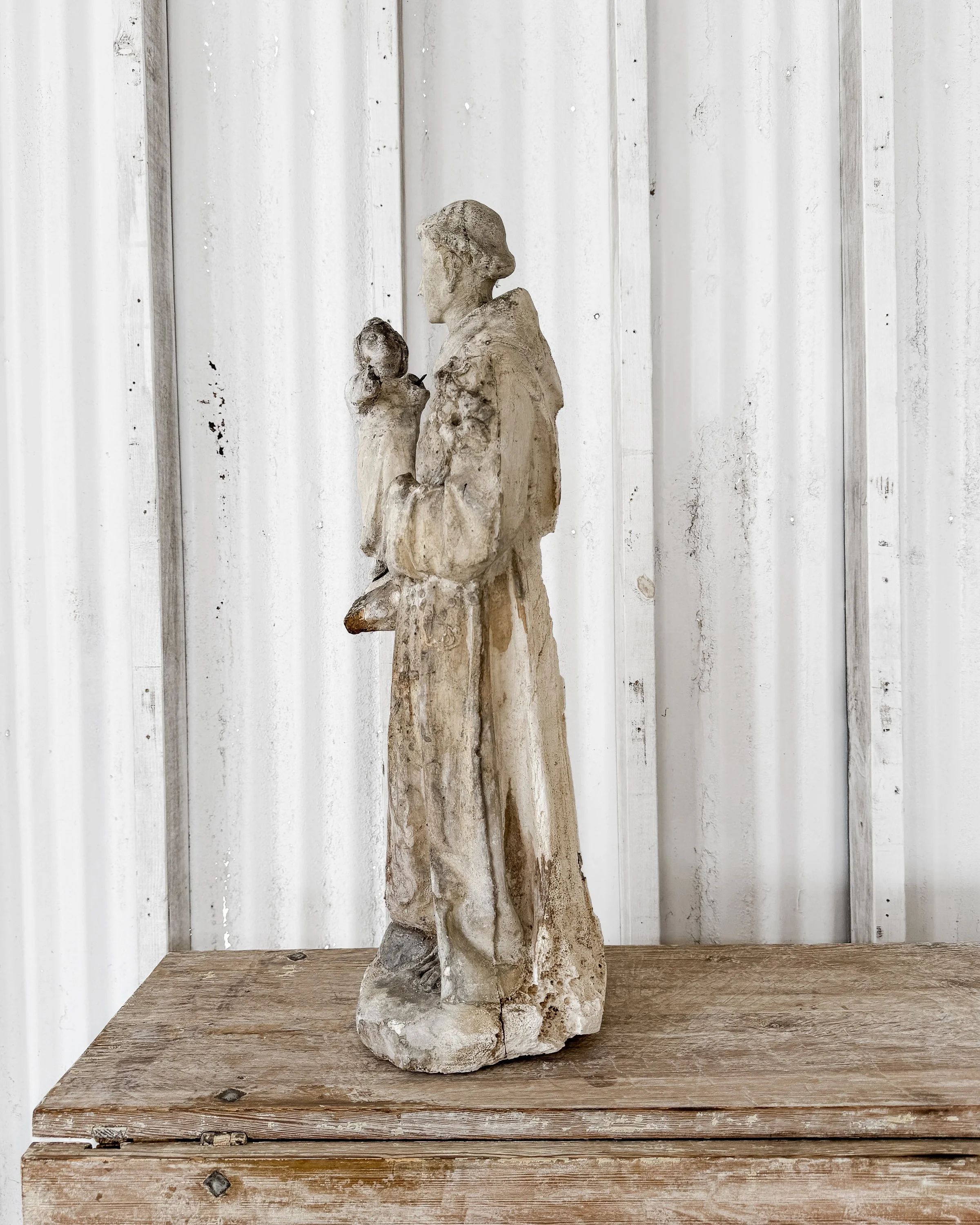 19th-Century Cast Plaster Saint Anthony Statue