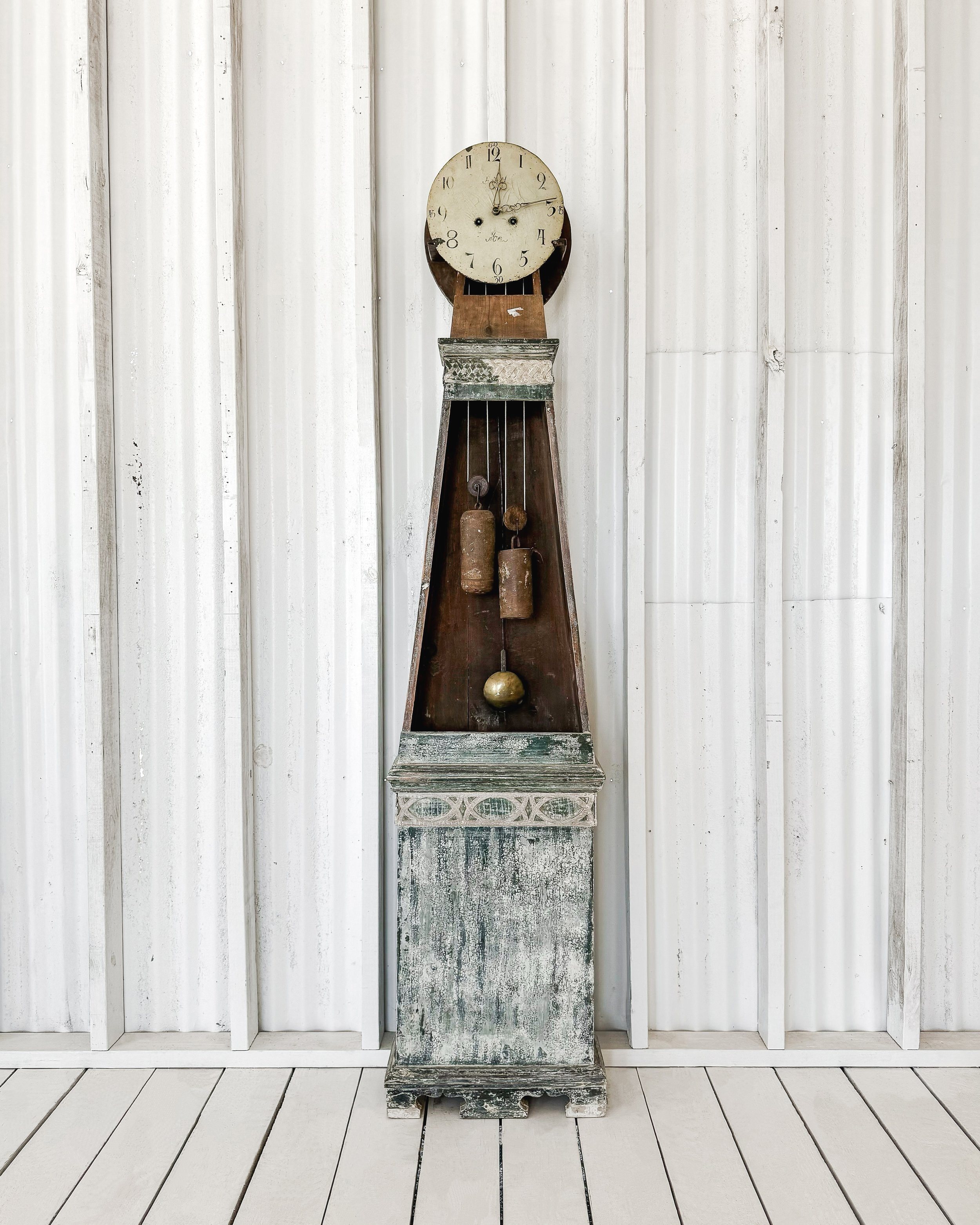 Antique Dry Scraped Swedish Tall Case Clock