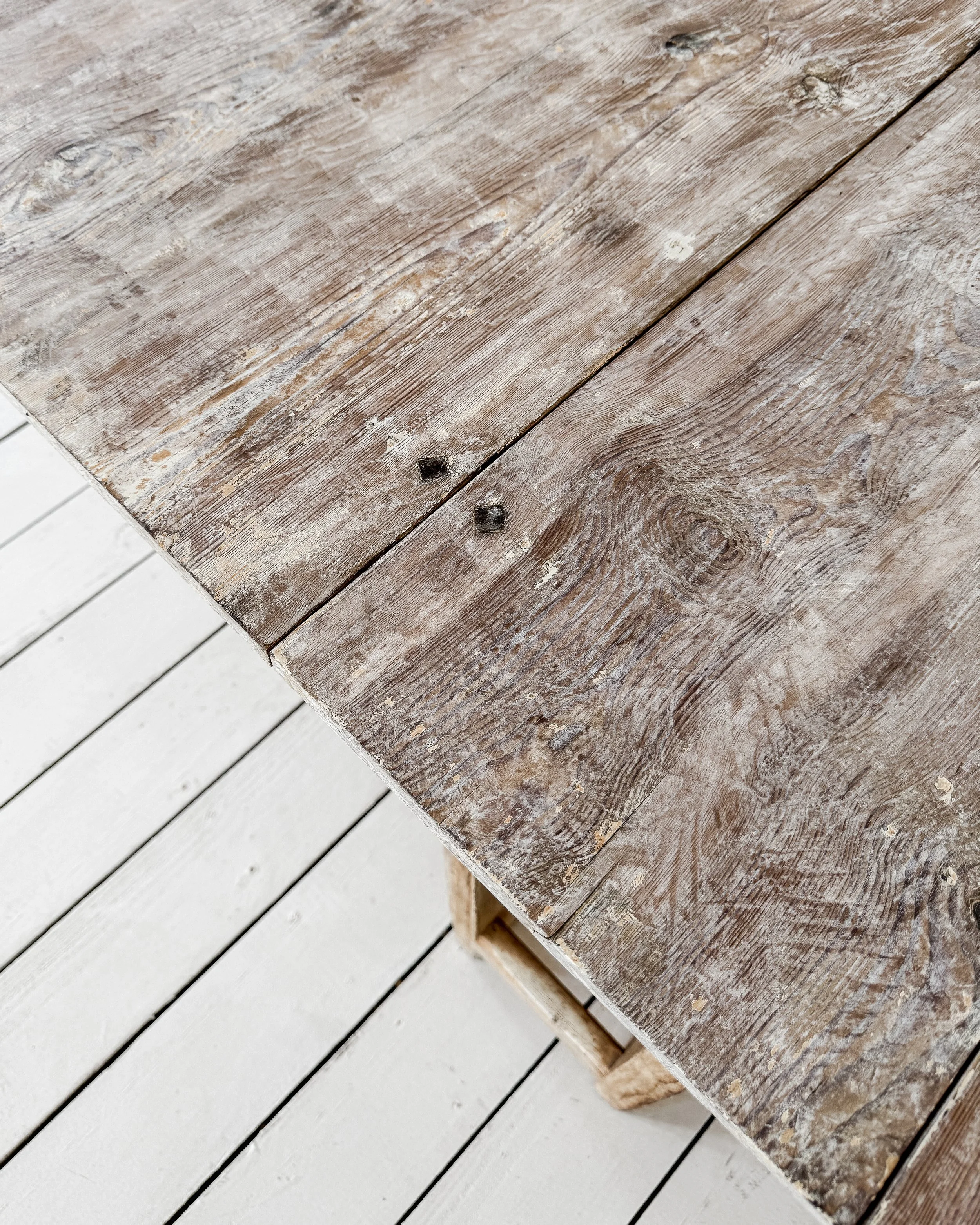 Antique Swedish Pine Dry-Scraped Slagbord Table